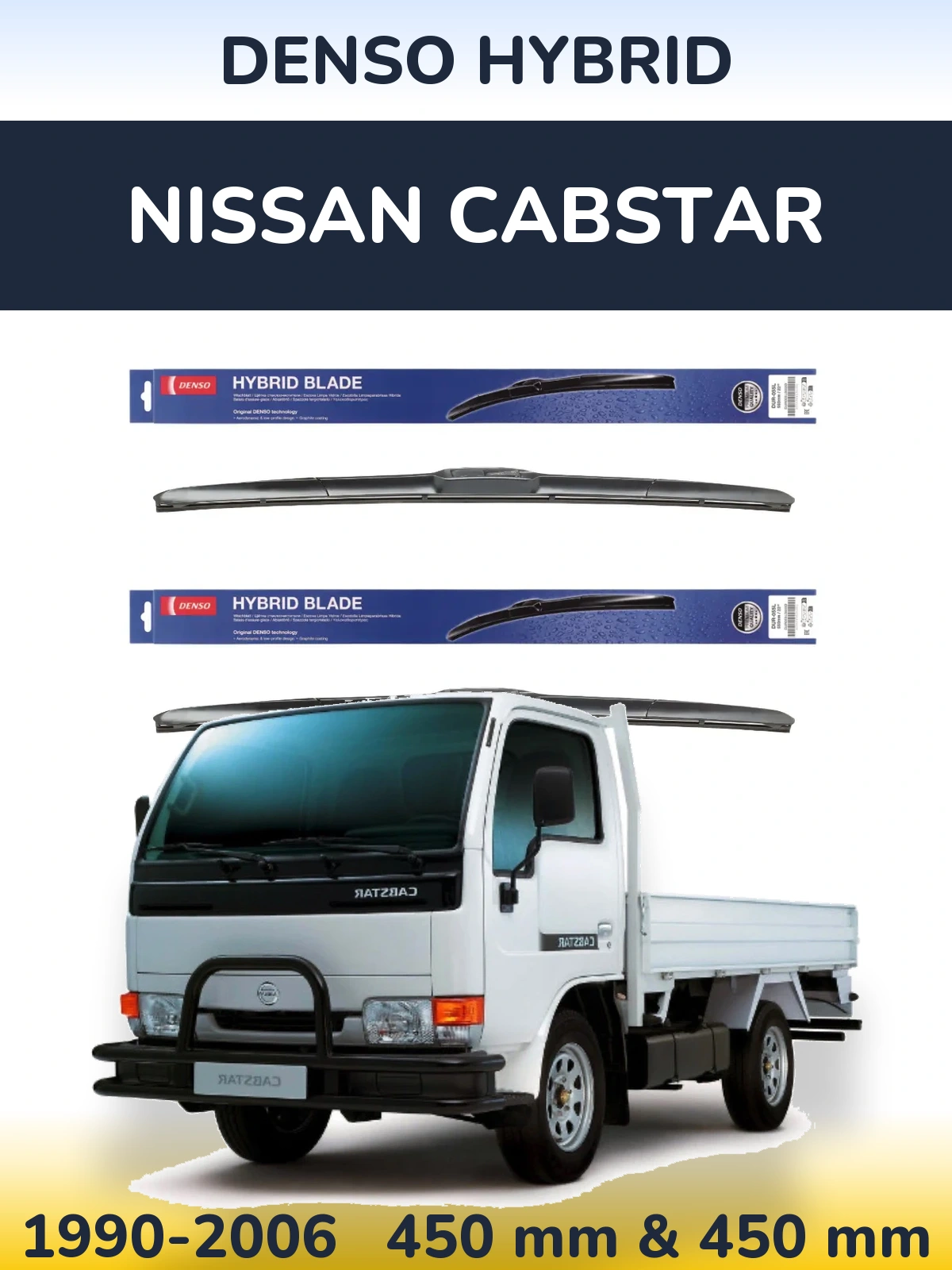 Komplet przednich wycieraczek Denso Hybrid 450 & 450 mm do Nissan Cabstar 1990-2006