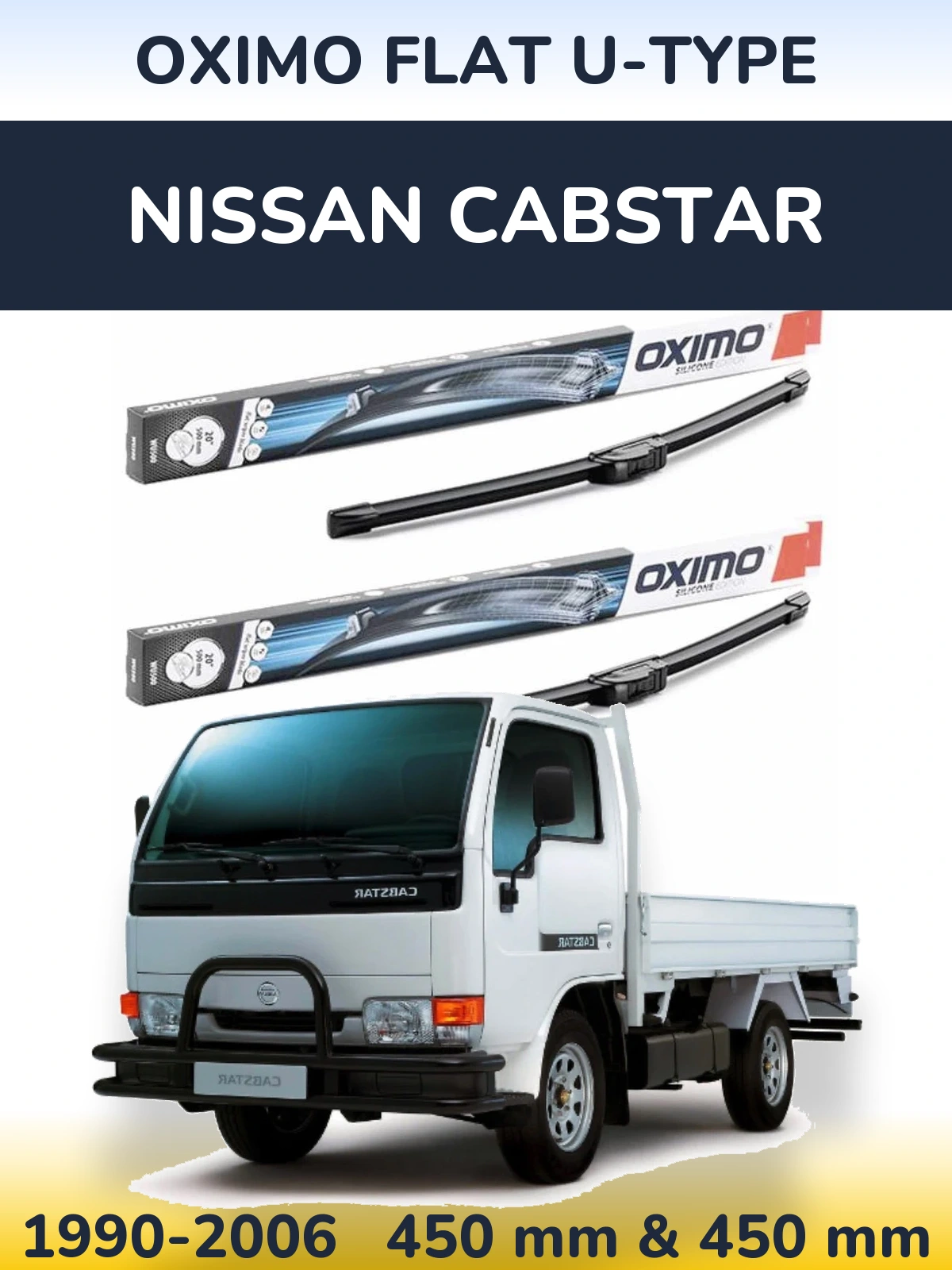 Комплект передних дворников Oximo Flat U-type 450 & 450 мм для Nissan Cabstar 1990-2006