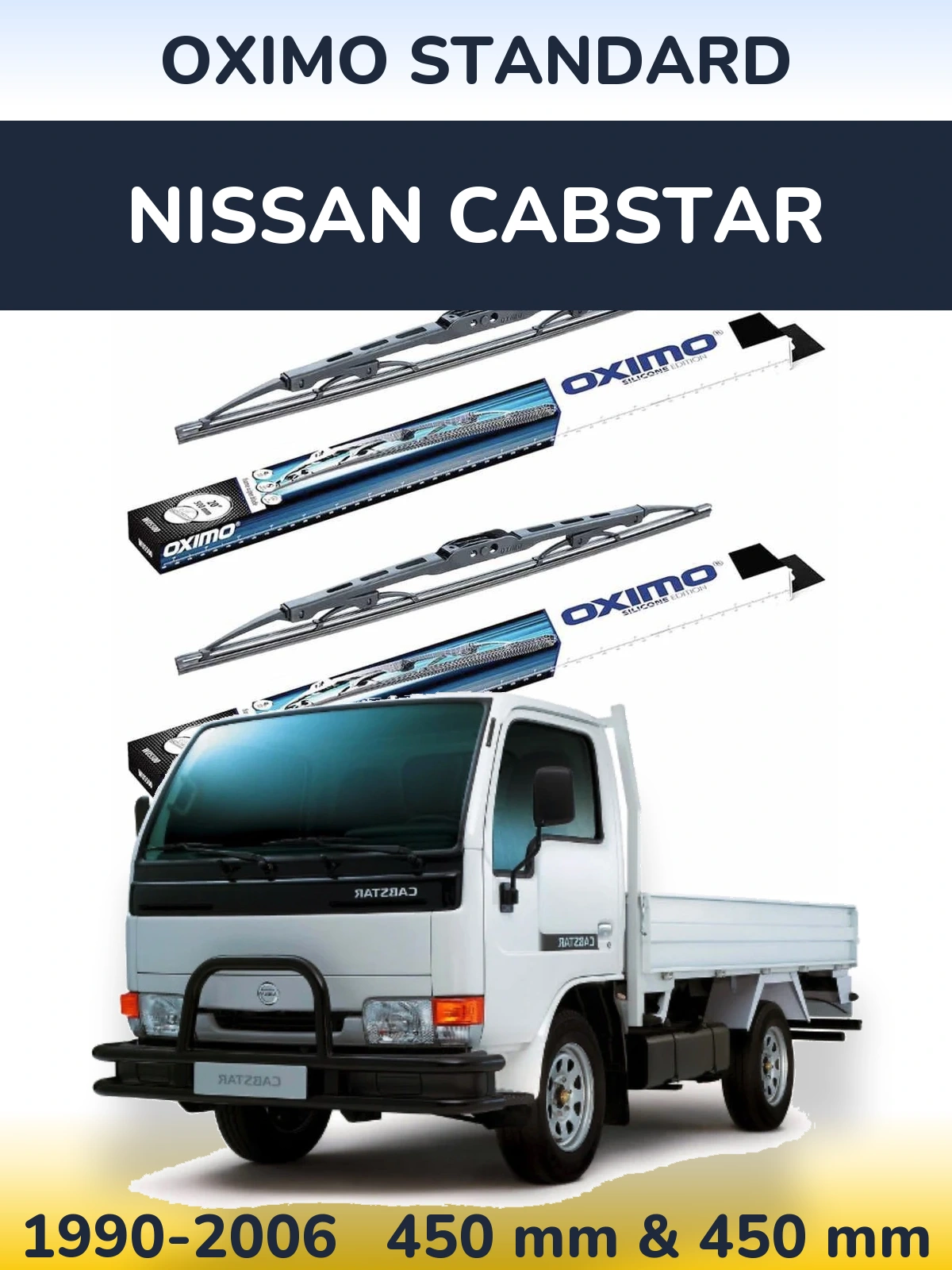 Front wiper blade set Oximo Standard 450 & 450 mm for Nissan Cabstar 1990-2006