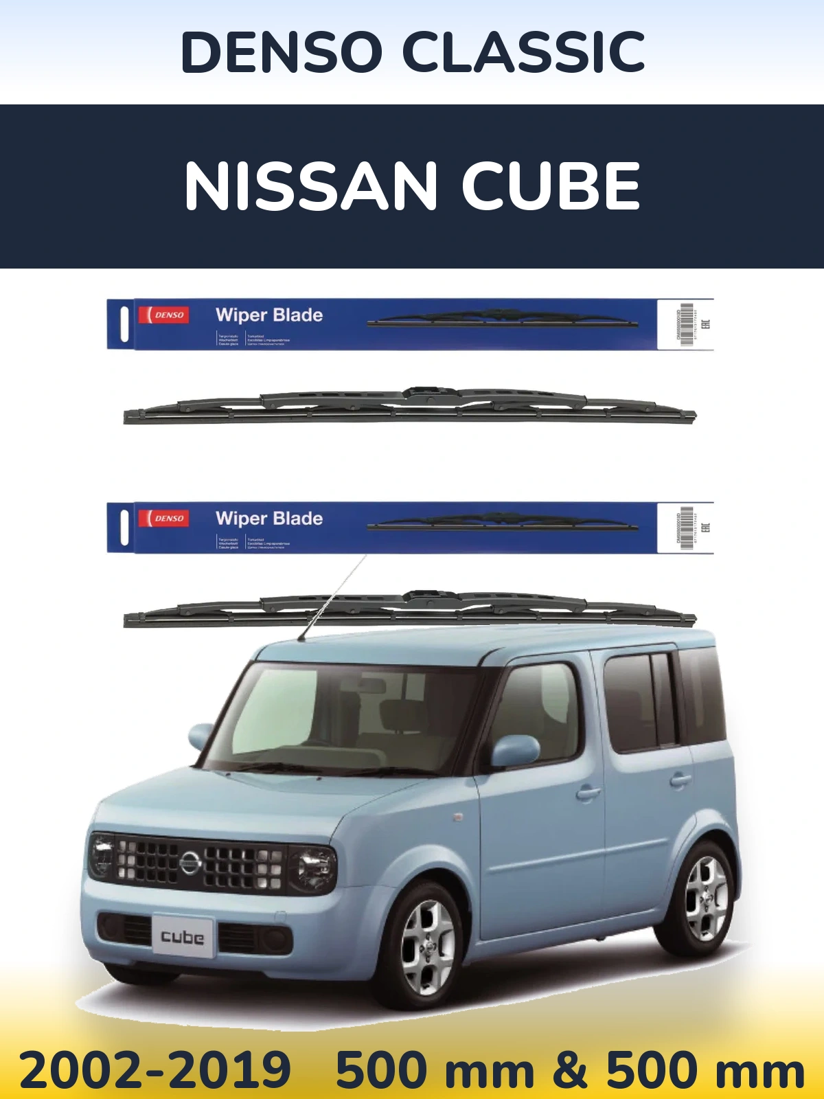 Komplet przednich wycieraczek Denso Classic 500 & 500 mm do Nissan Cube 2002-2019