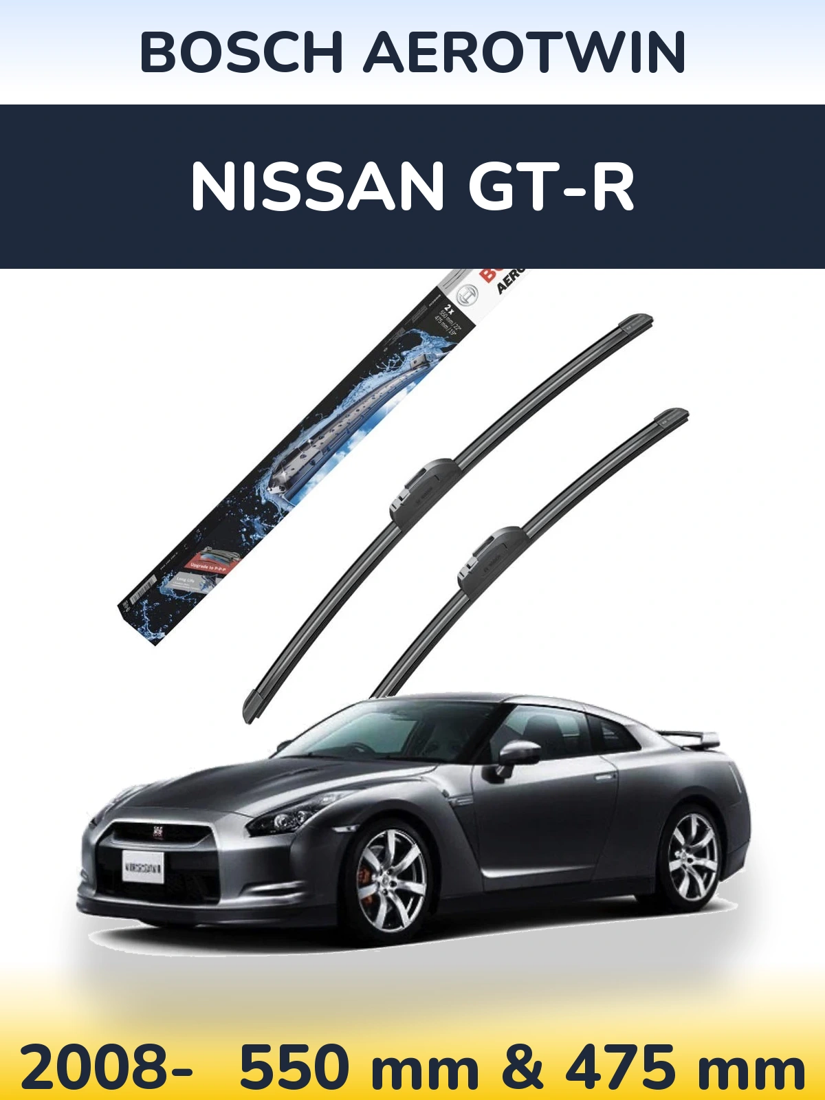 Komplet przednich wycieraczek BOSCH AeroTwin 550 & 475 mm do Nissan GT-R 2008-2026
