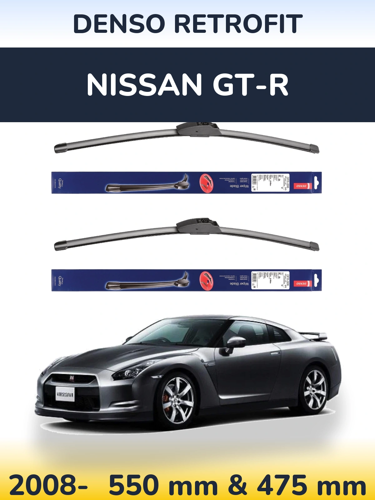 Komplet przednich wycieraczek Denso Retrofit 550 & 475 mm do Nissan GT-R 2008-2026