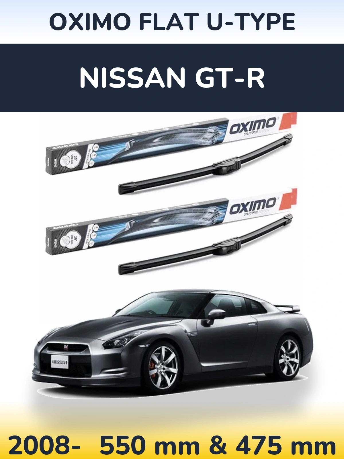 Komplet przednich wycieraczek Oximo Flat U-type 550 & 475 mm do Nissan GT-R 2008-2026