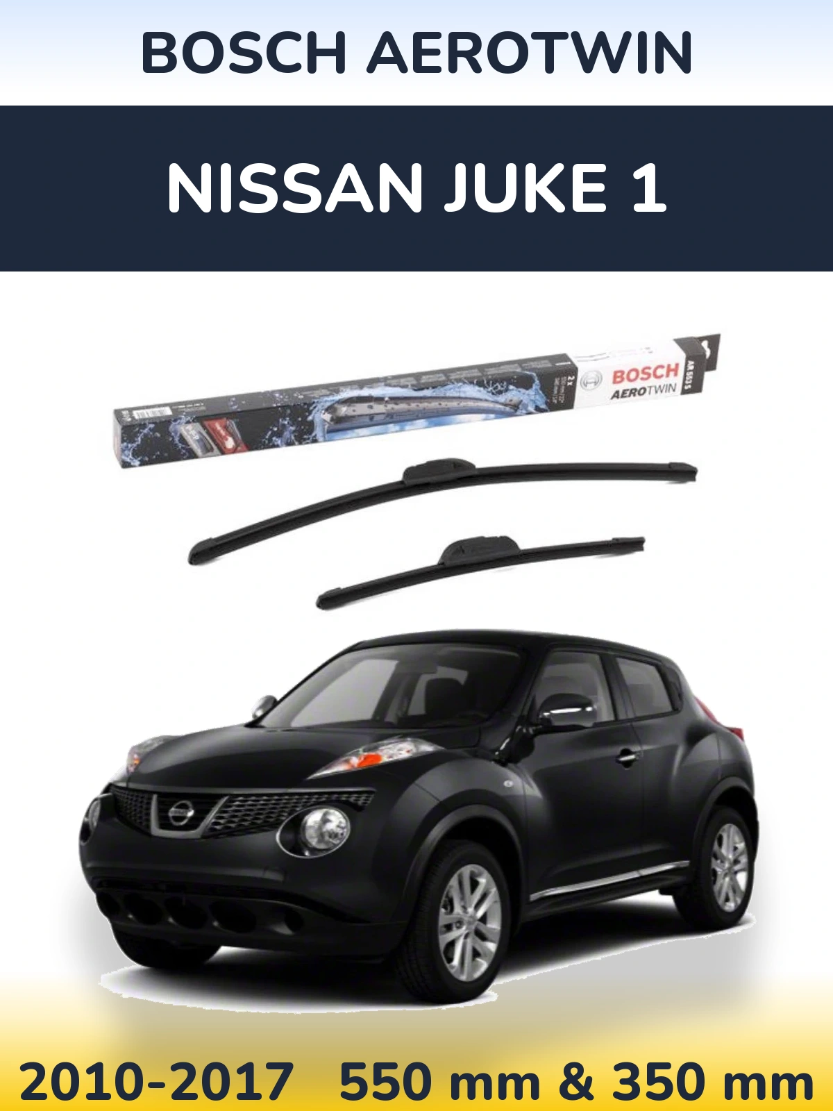 Комплект передних дворников BOSCH AeroTwin 550 & 350 мм для Nissan Juke 1 2010-2017