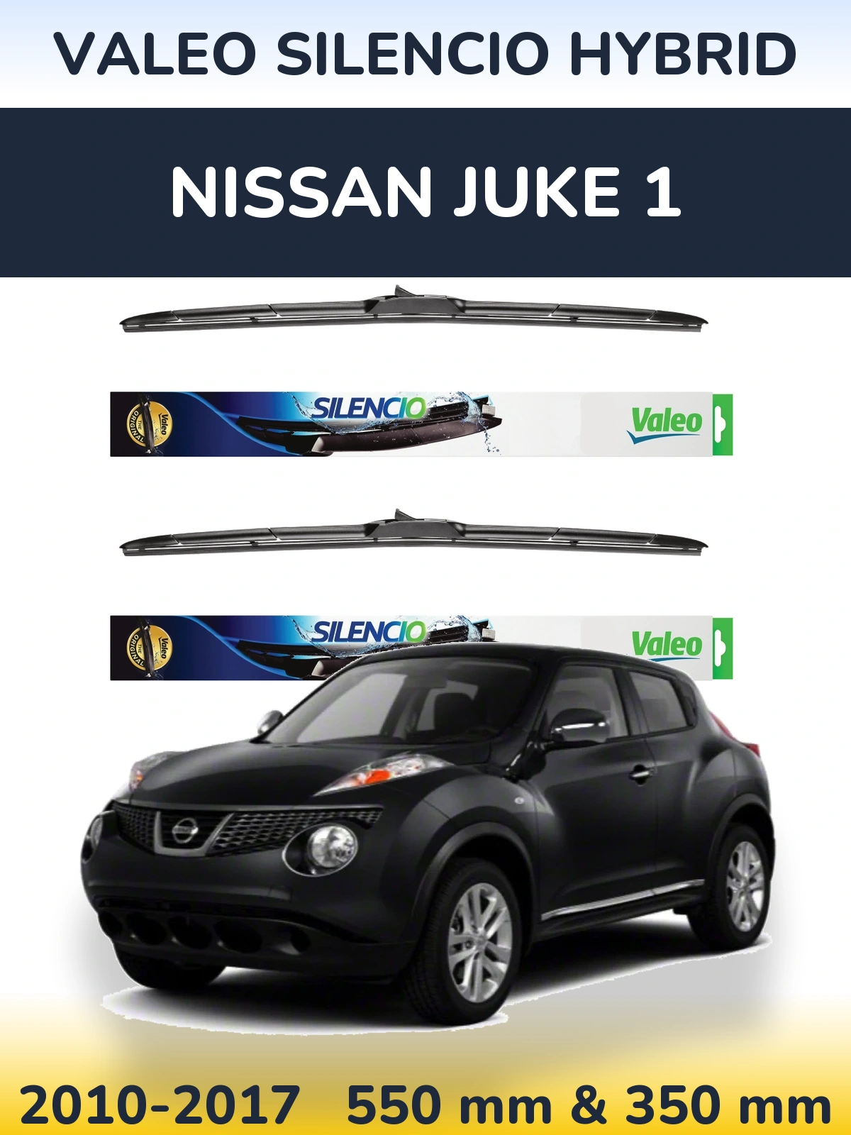 Комплект передних дворников Valeo Silencio Hybrid 550 & 350 мм для Nissan Juke 1 2010-2017