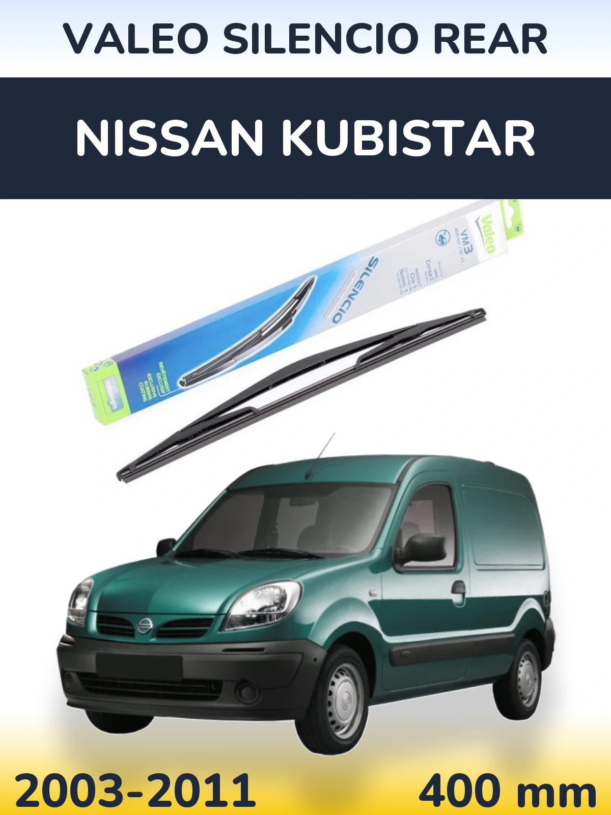 Rear wiper blade Valeo Silencio Rear 400 mm for Nissan Kubistar 2003-2011