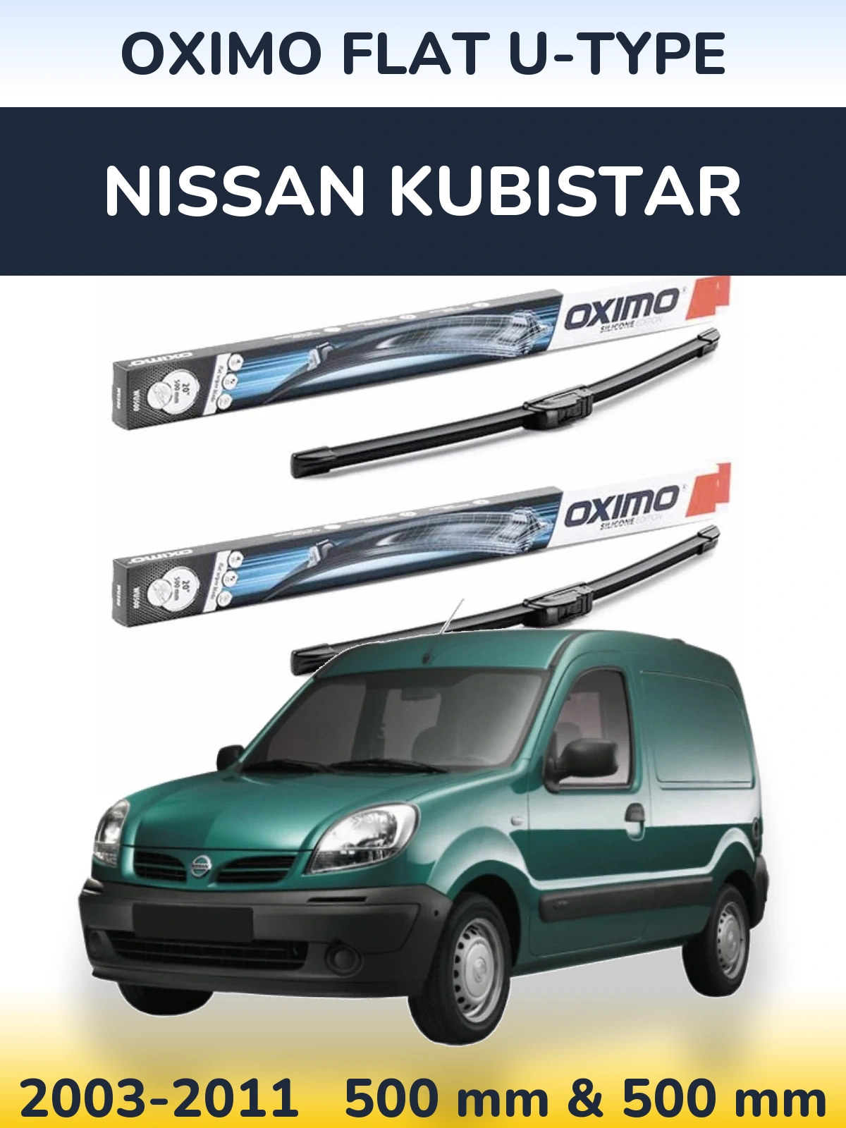Komplet przednich wycieraczek Oximo Flat U-type 500 & 500 mm do Nissan Kubistar 2003-2011