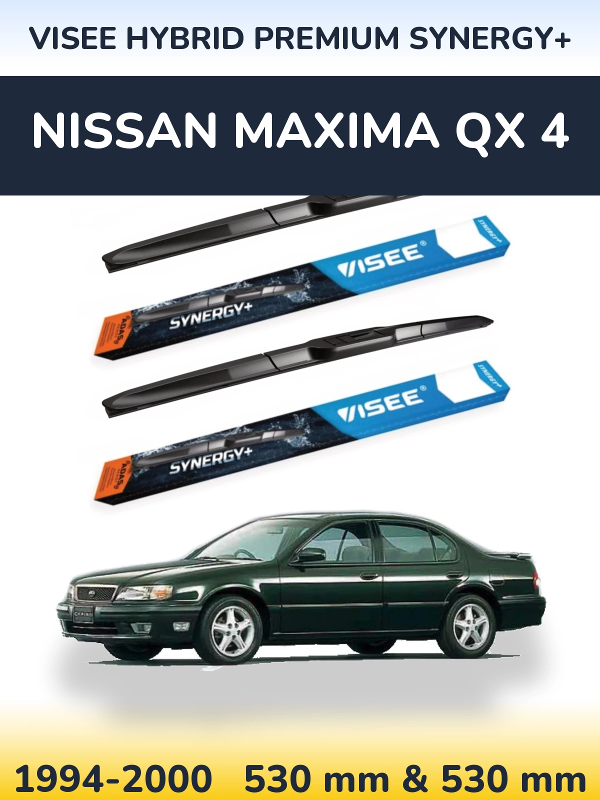 Komplet przednich wycieraczek VISEE HYBRID PREMIUM SYNERGY+ 530 & 530 mm do Nissan Maxima QX 4 1994-2000