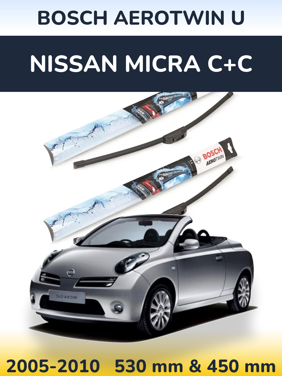 Komplet przednich wycieraczek BOSCH AeroTwin U 530 & 450 mm do Nissan Micra C+C 2005-2010