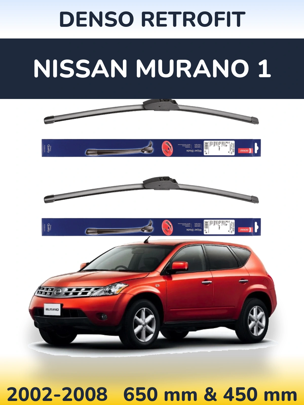 Komplet przednich wycieraczek Denso Retrofit 650 & 450 mm do Nissan Murano 1 2002-2008
