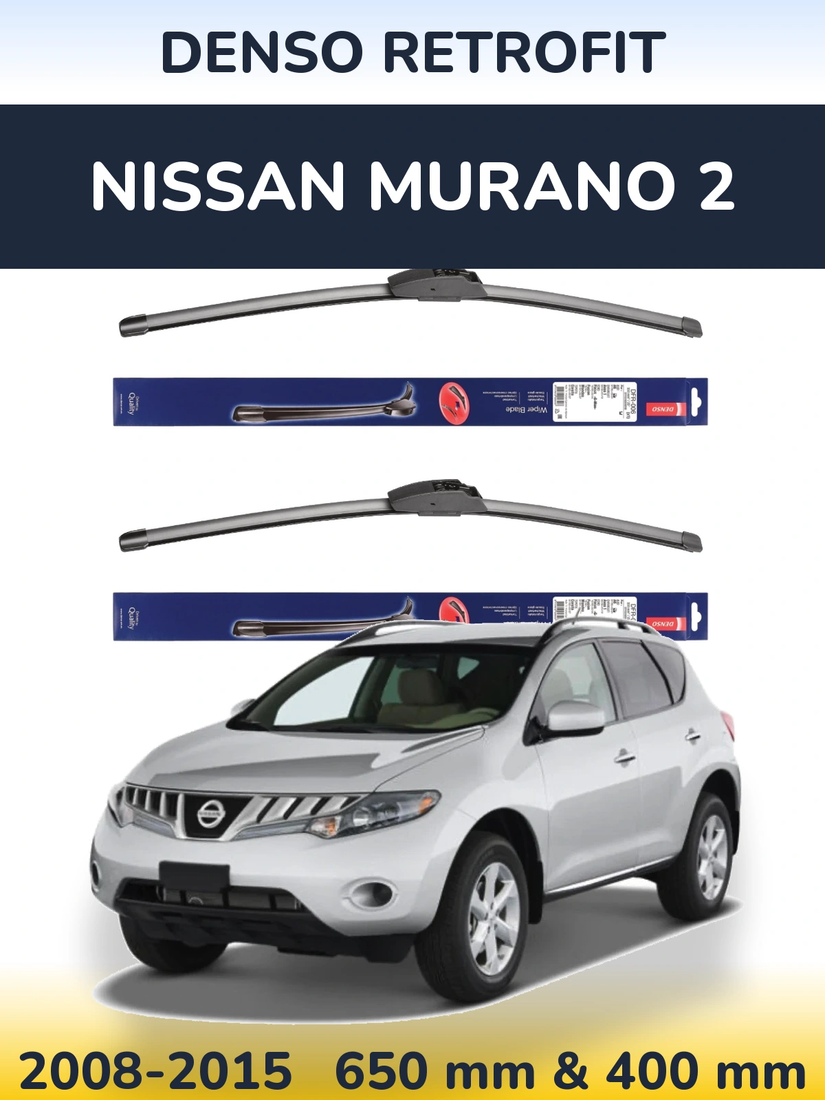Komplet przednich wycieraczek Denso Retrofit 650 & 400 mm do Nissan Murano 2 2008-2015