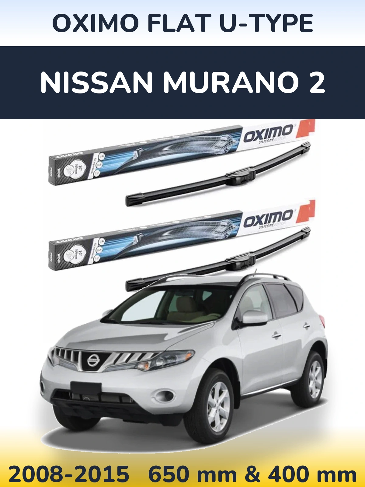 Komplet przednich wycieraczek Oximo Flat U-type 650 & 400 mm do Nissan Murano 2 2008-2015