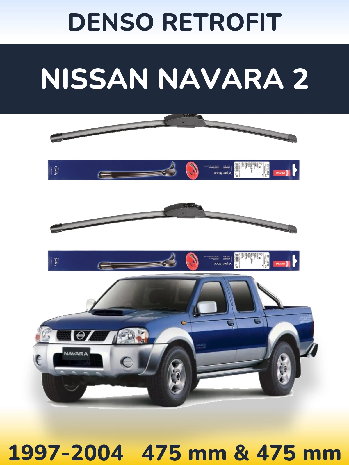 Komplet przednich wycieraczek Denso Retrofit 475 & 475 mm do Nissan Navara 2 1997-2004