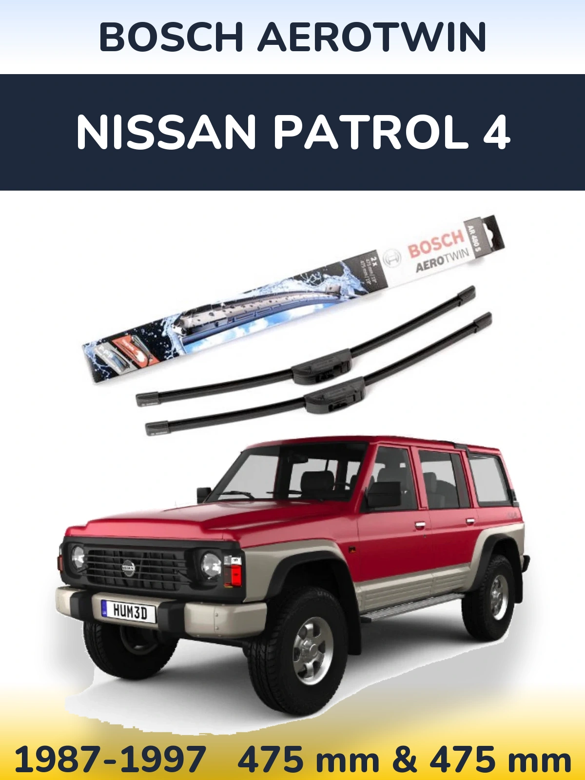 Komplet przednich wycieraczek BOSCH AeroTwin 475 & 475 mm do Nissan Patrol 4 1987-1997