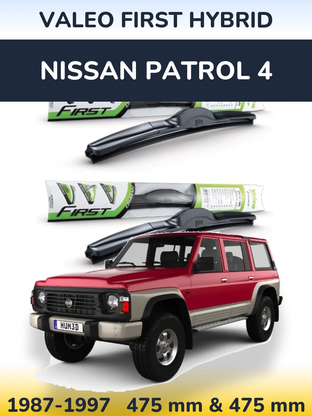 Komplet przednich wycieraczek Valeo First Hybrid 475 & 475 mm do Nissan Patrol 4 1987-1997