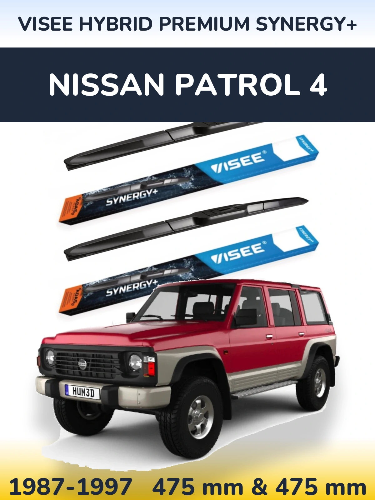 Komplet przednich wycieraczek VISEE HYBRID PREMIUM SYNERGY+ 475 & 475 mm do Nissan Patrol 4 1987-1997