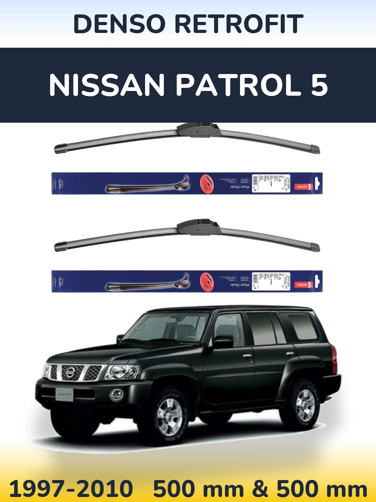 Komplet przednich wycieraczek Denso Retrofit 500 & 500 mm do Nissan Patrol 5 1997-2010
