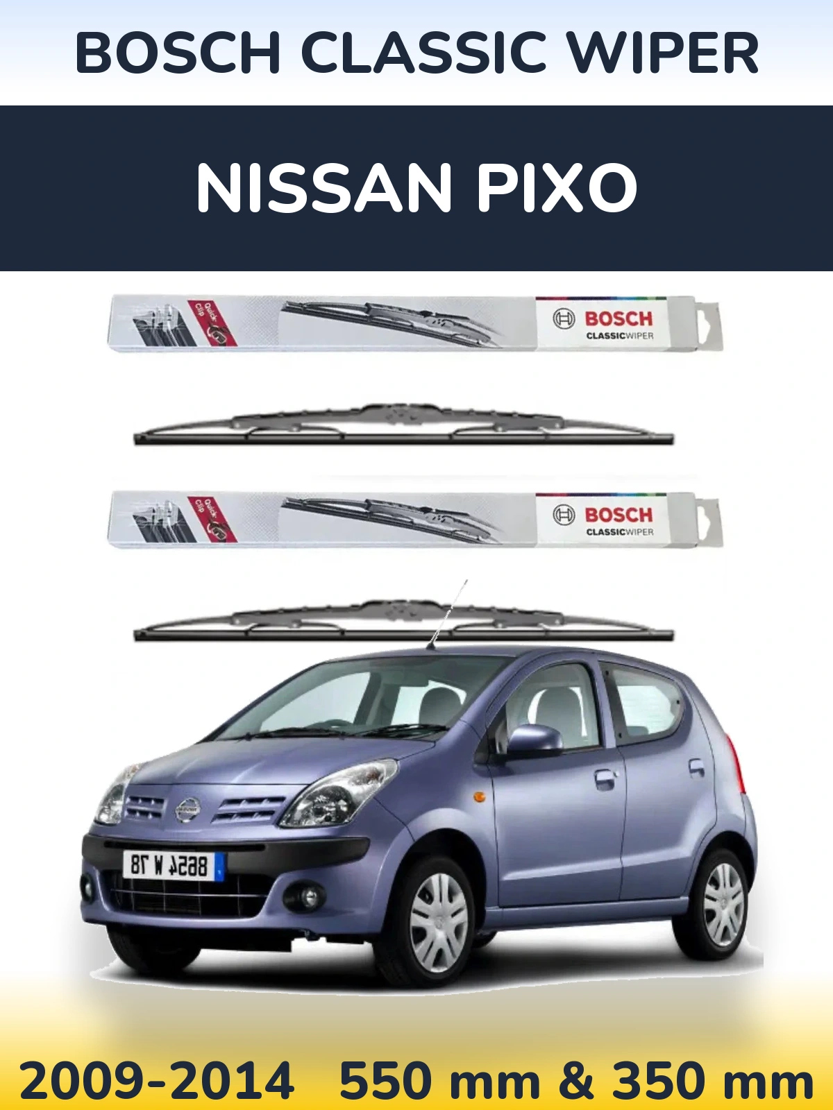 Komplet przednich wycieraczek BOSCH Classic Wiper 550 & 340 mm do Nissan Pixo 2009-2014