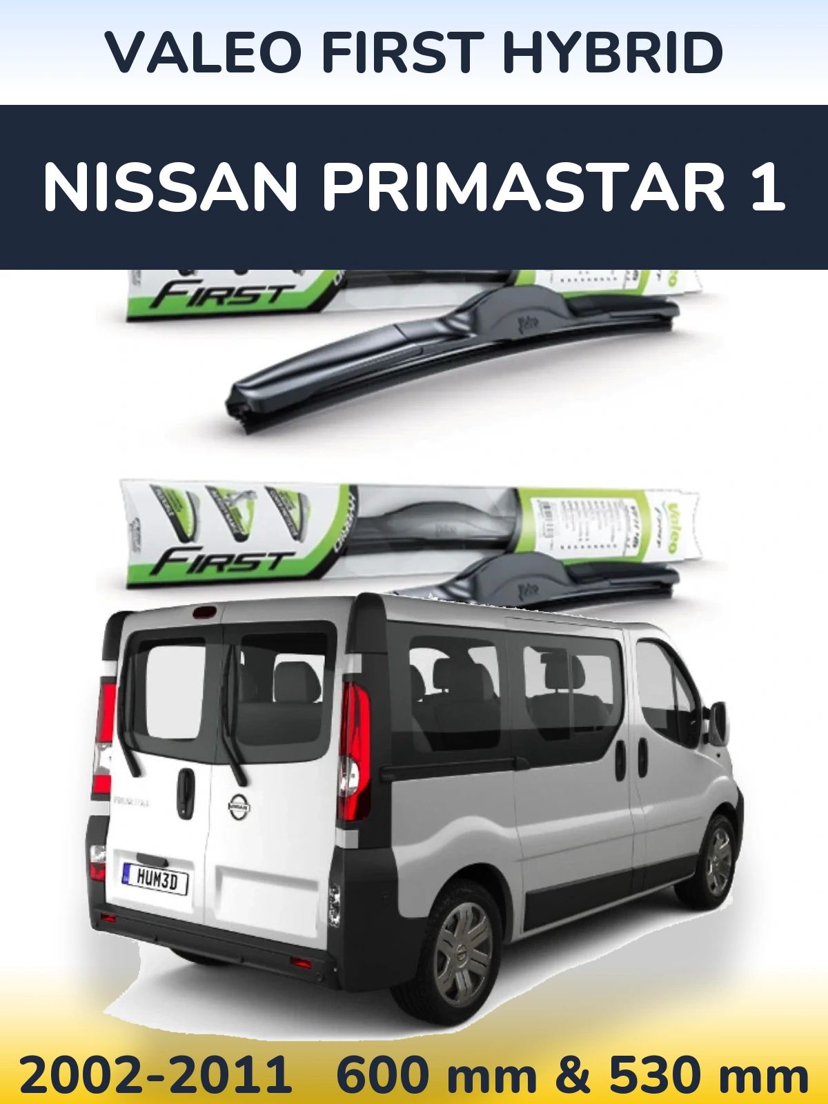 Komplet przednich wycieraczek Valeo First Hybrid 600 & 530 mm do Nissan Primastar 1 2002-2011