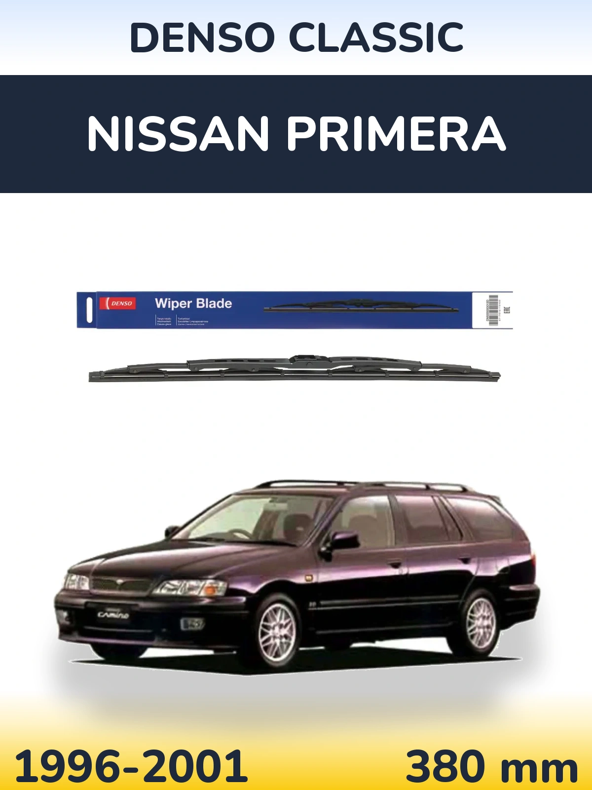 Rear wiper blade Denso Classic 380 mm for Nissan Primera 1996-2001