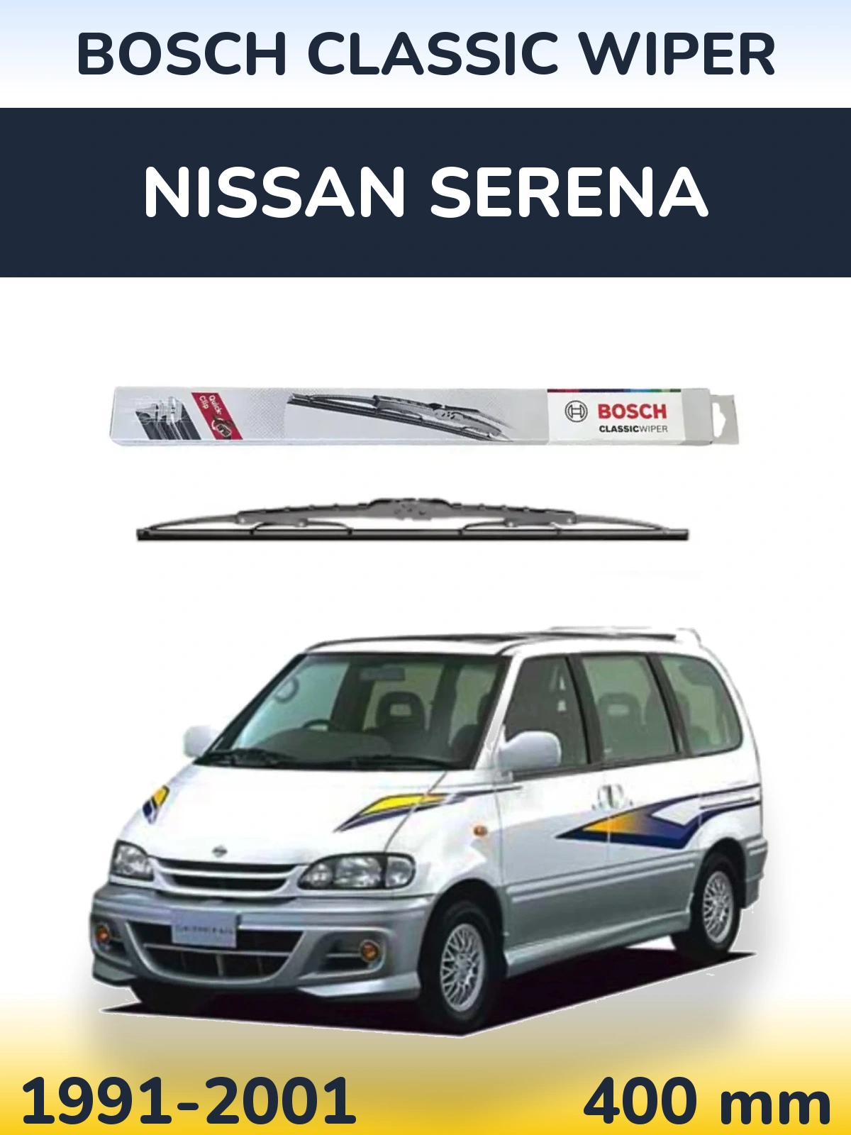 Rear wiper blade BOSCH Classic Wiper 400 mm for Nissan Serena 1991-2001
