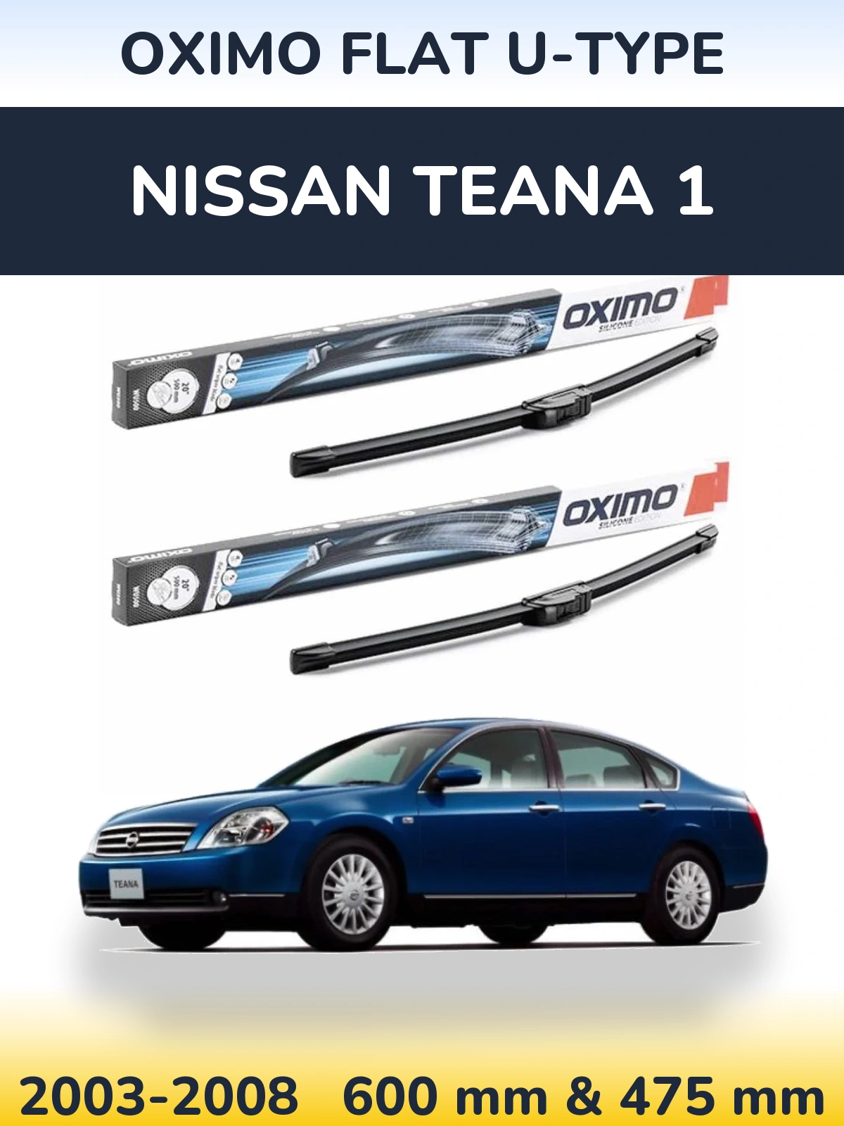 Komplet przednich wycieraczek Oximo Flat U-type 600 & 475 mm do Nissan Teana 1 2003-2008