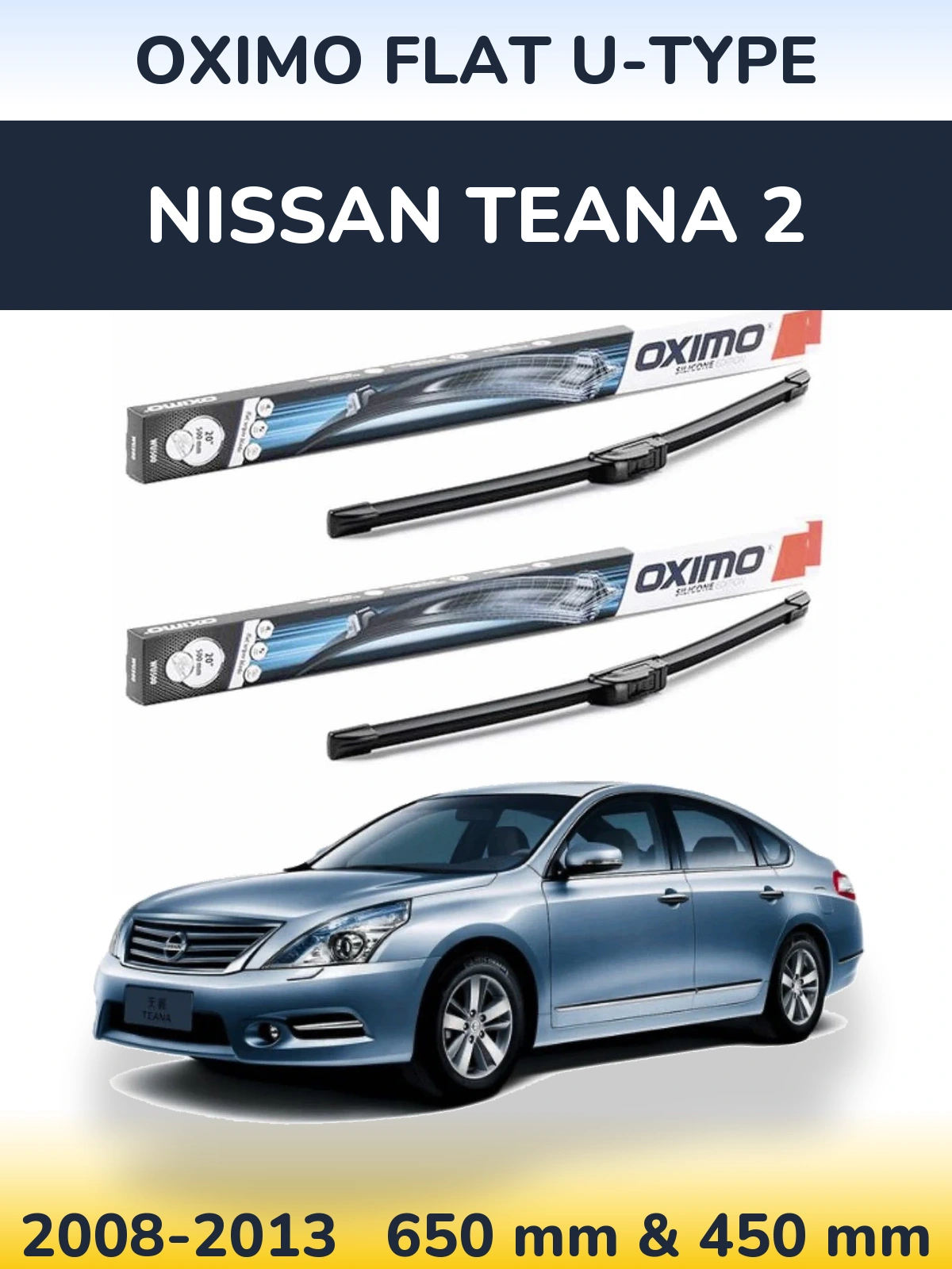 Komplet przednich wycieraczek Oximo Flat U-type 650 & 450 mm do Nissan Teana 2 2008-2013