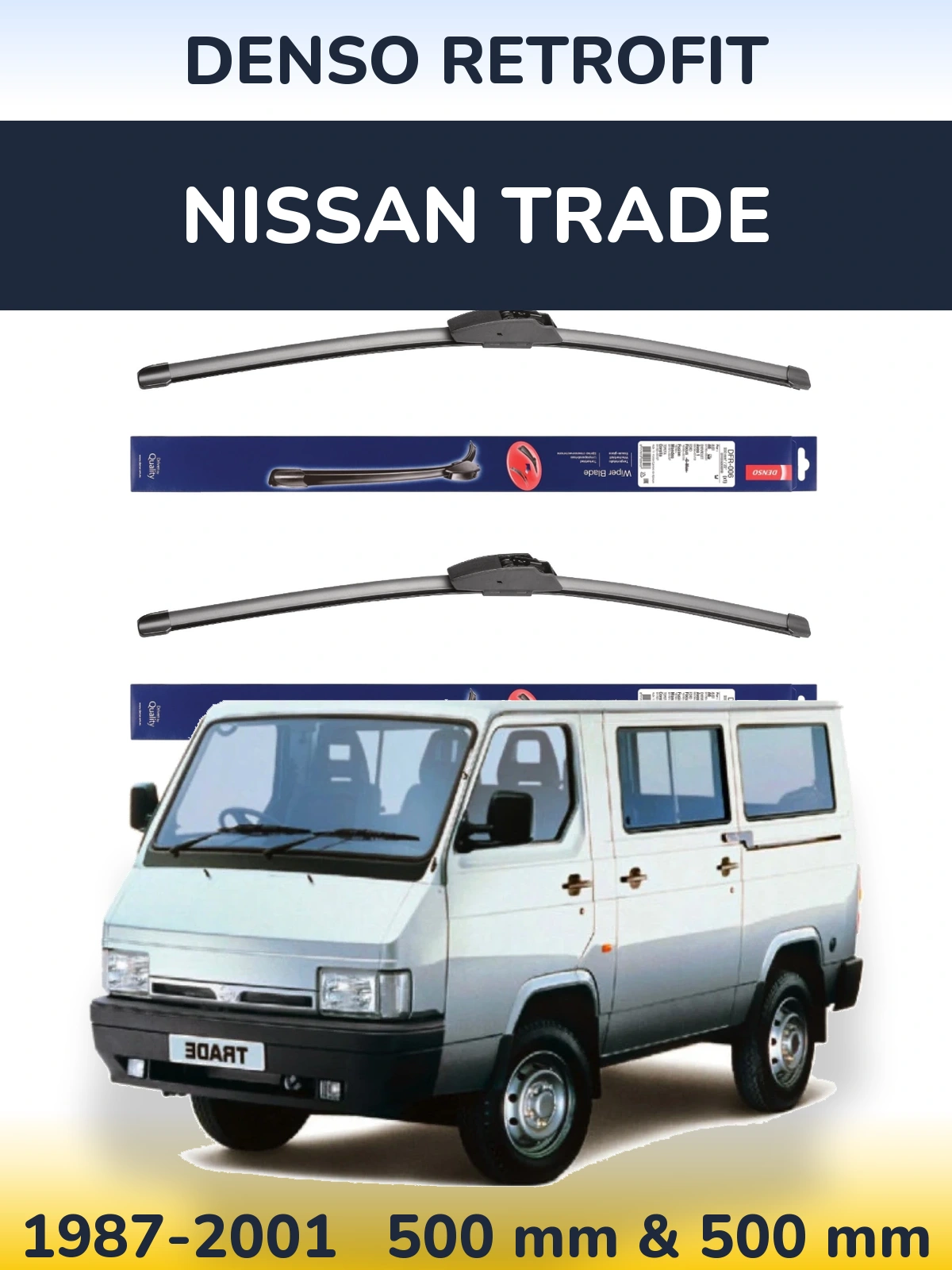 Комплект передніх щіток Denso Retrofit 500 & 500 мм для Nissan Trade 1987-2001