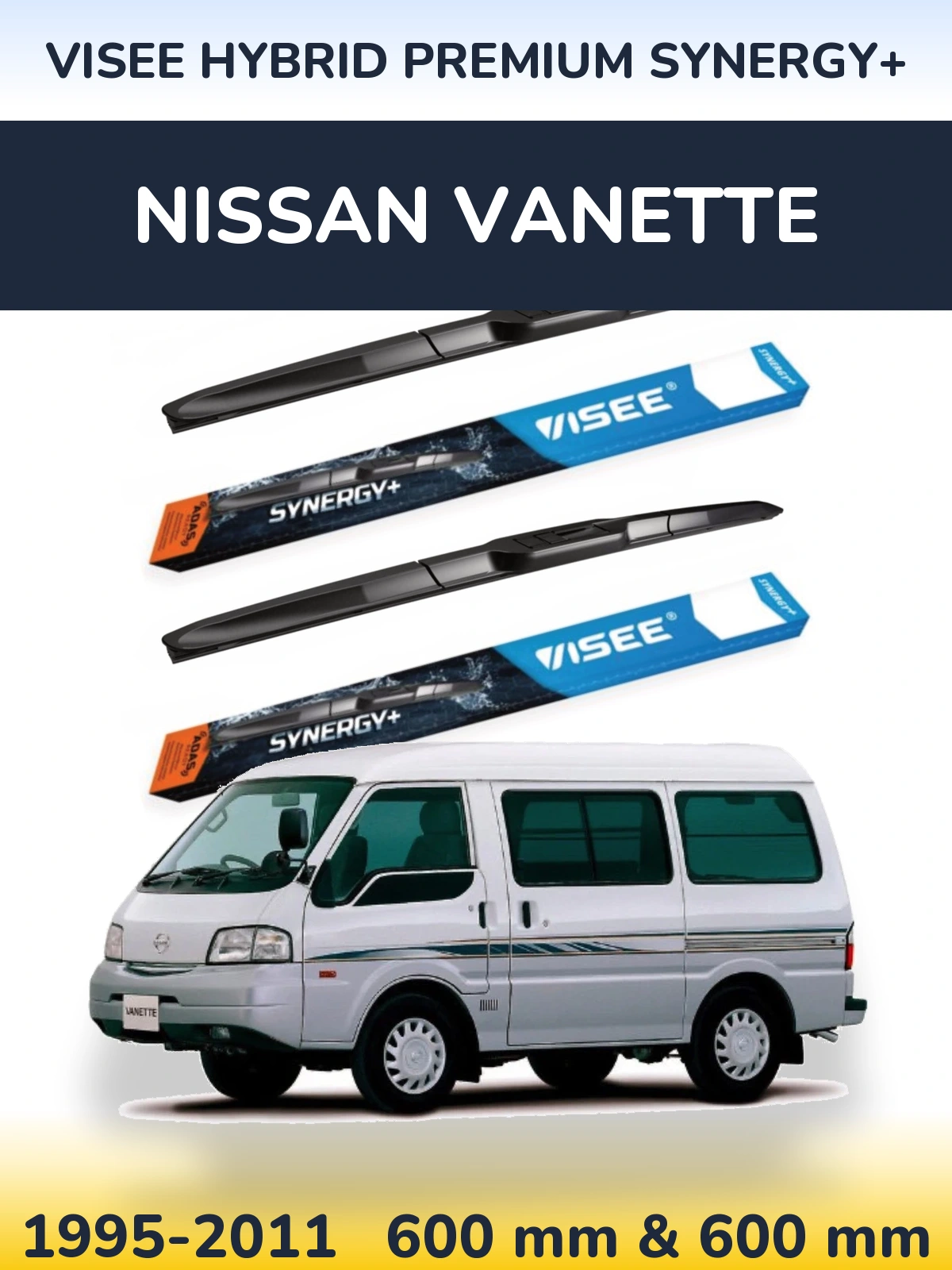 Комплект передних дворников VISEE HYBRID PREMIUM SYNERGY+ 600 & 600 мм для Nissan Vanette 1995-2011