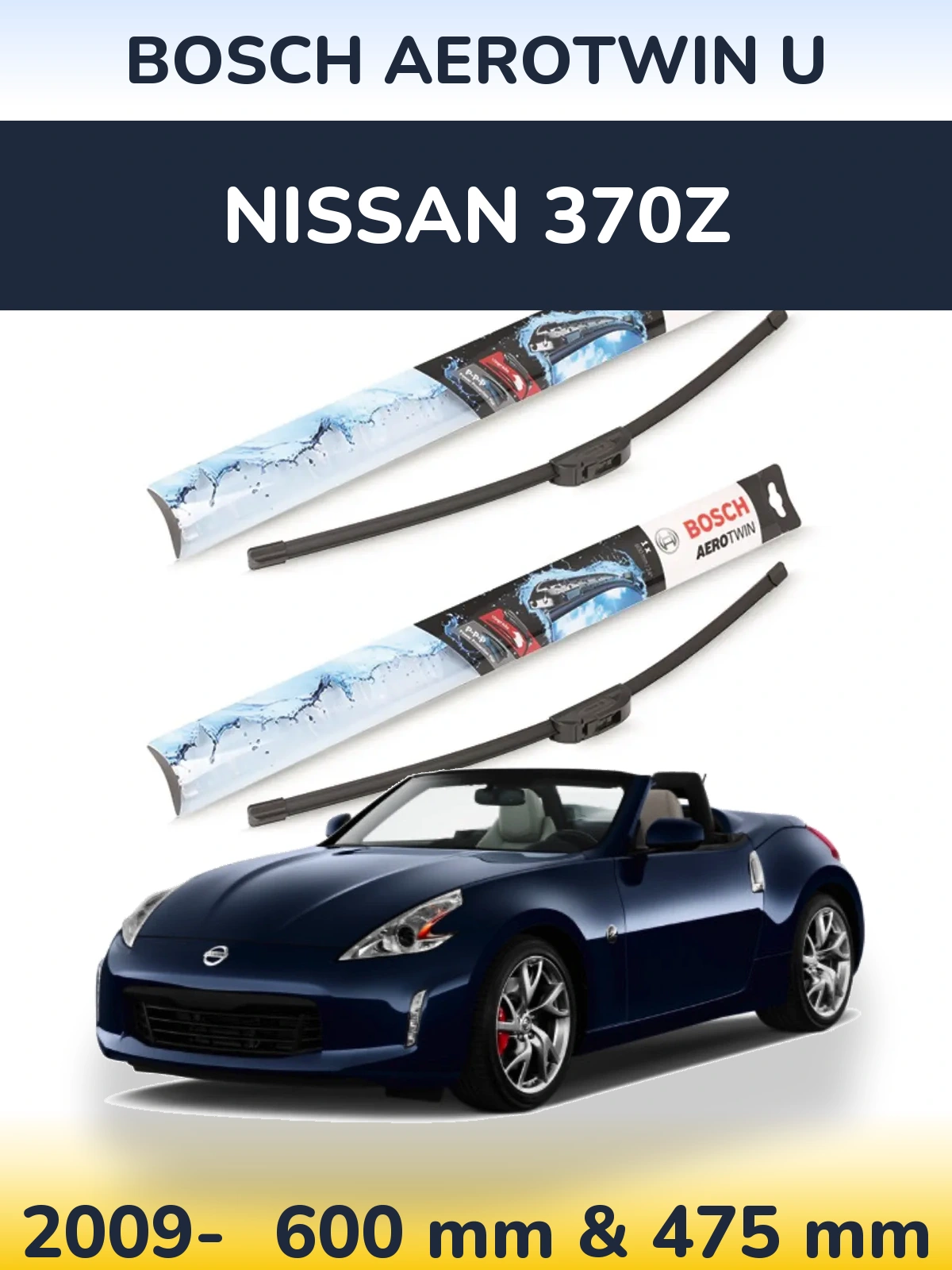 Komplet przednich wycieraczek BOSCH AeroTwin U 600 & 475 mm do Nissan 370Z 2009-2026