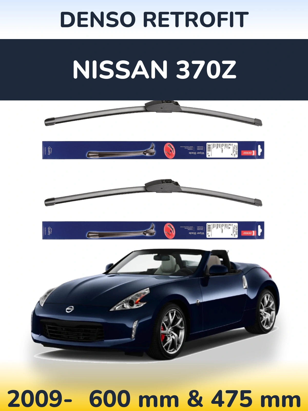 Komplet przednich wycieraczek Denso Retrofit 600 & 475 mm do Nissan 370Z 2009-2026