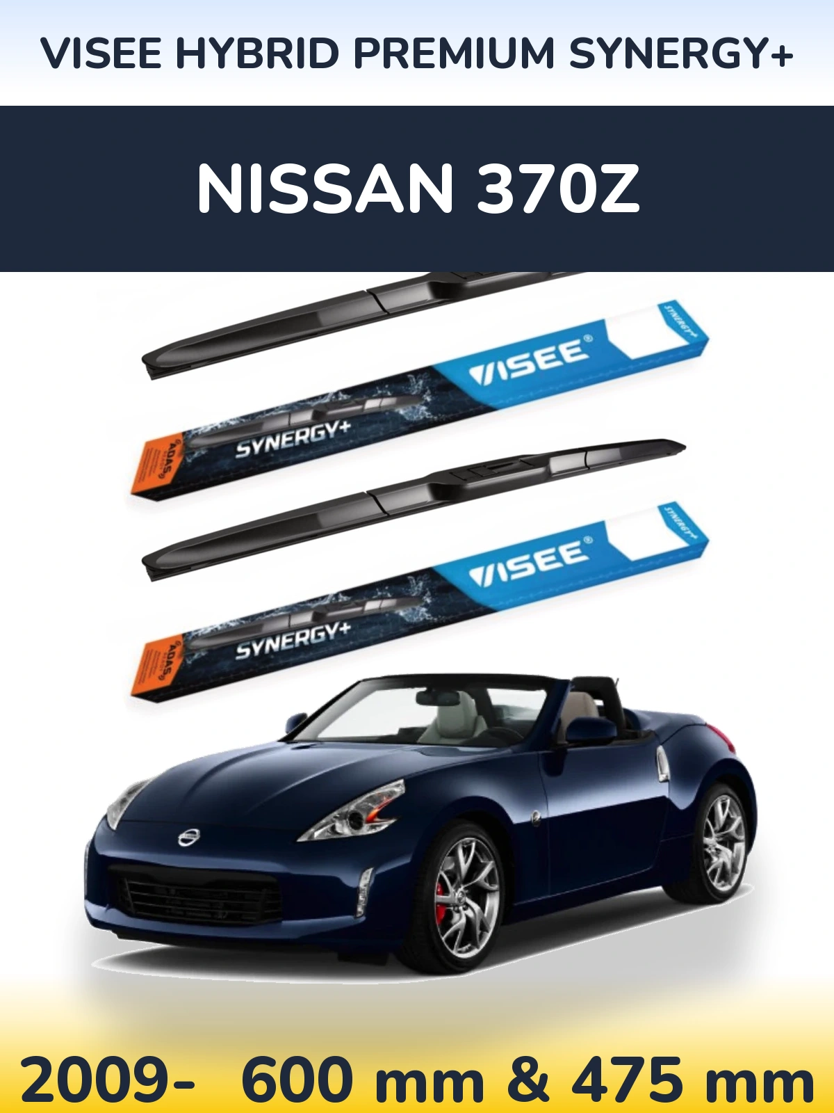 Komplet przednich wycieraczek VISEE HYBRID PREMIUM SYNERGY+ 600 & 475 mm do Nissan 370Z 2009-2026