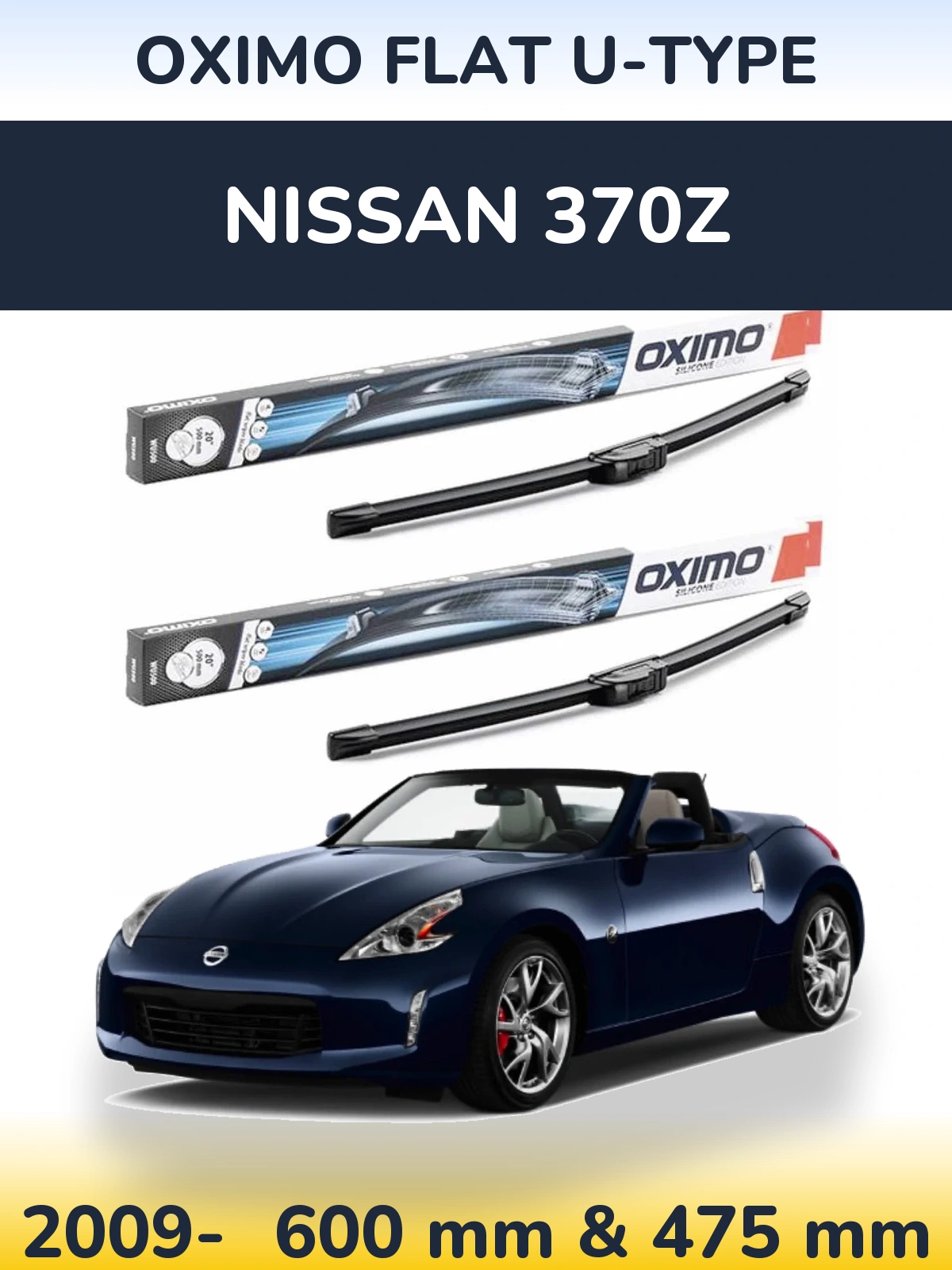 Komplet przednich wycieraczek Oximo Flat U-type 600 & 475 mm do Nissan 370Z 2009-2026
