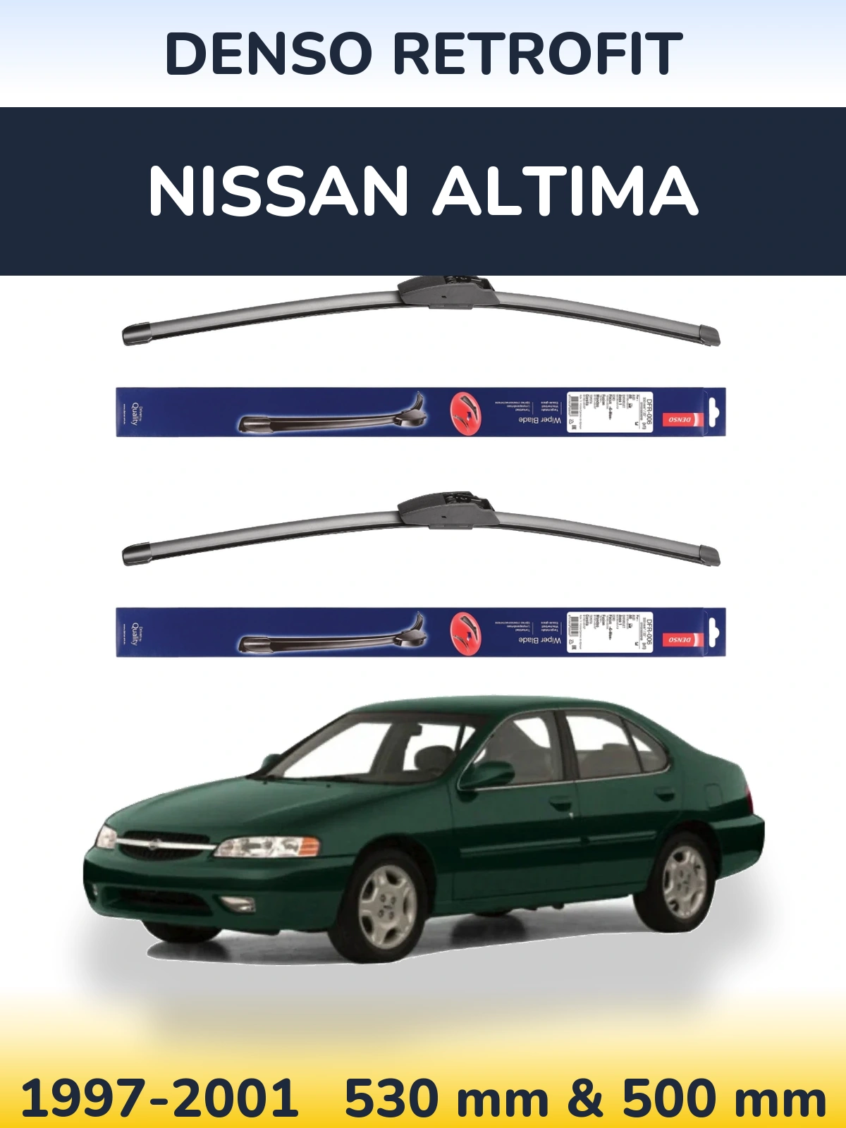 Front wiper blade set Denso Retrofit 530 & 500 mm for Nissan Altima 1997-2001