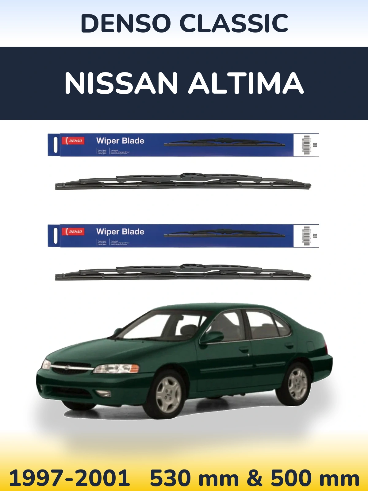 Front wiper blade set Denso Classic 530 & 500 mm for Nissan Altima 1997-2001