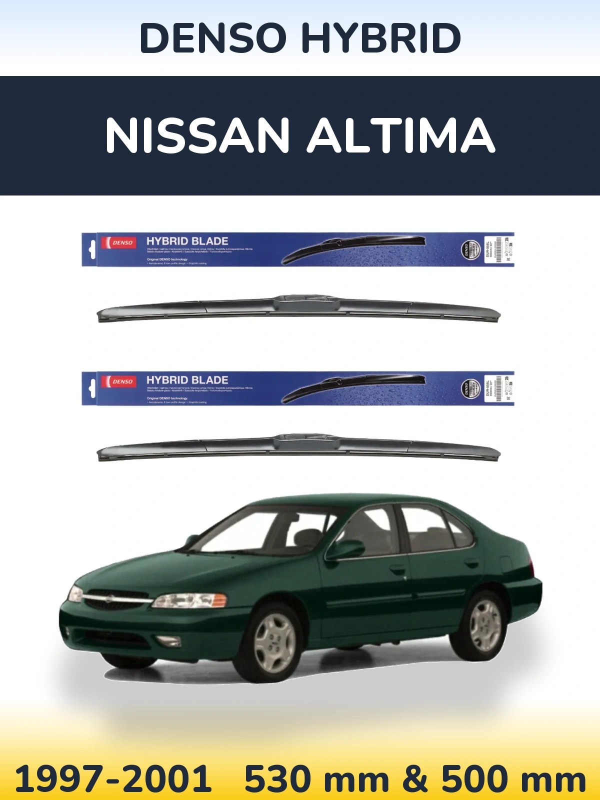 Komplet przednich wycieraczek Denso Hybrid 530 & 500 mm do Nissan Altima 1997-2001