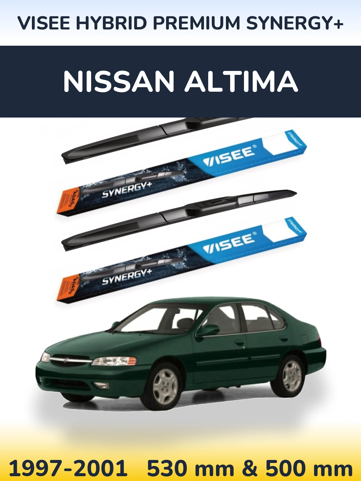 Комплект передних дворников VISEE HYBRID PREMIUM SYNERGY+ 530 & 500 мм для Nissan Altima 1997-2001