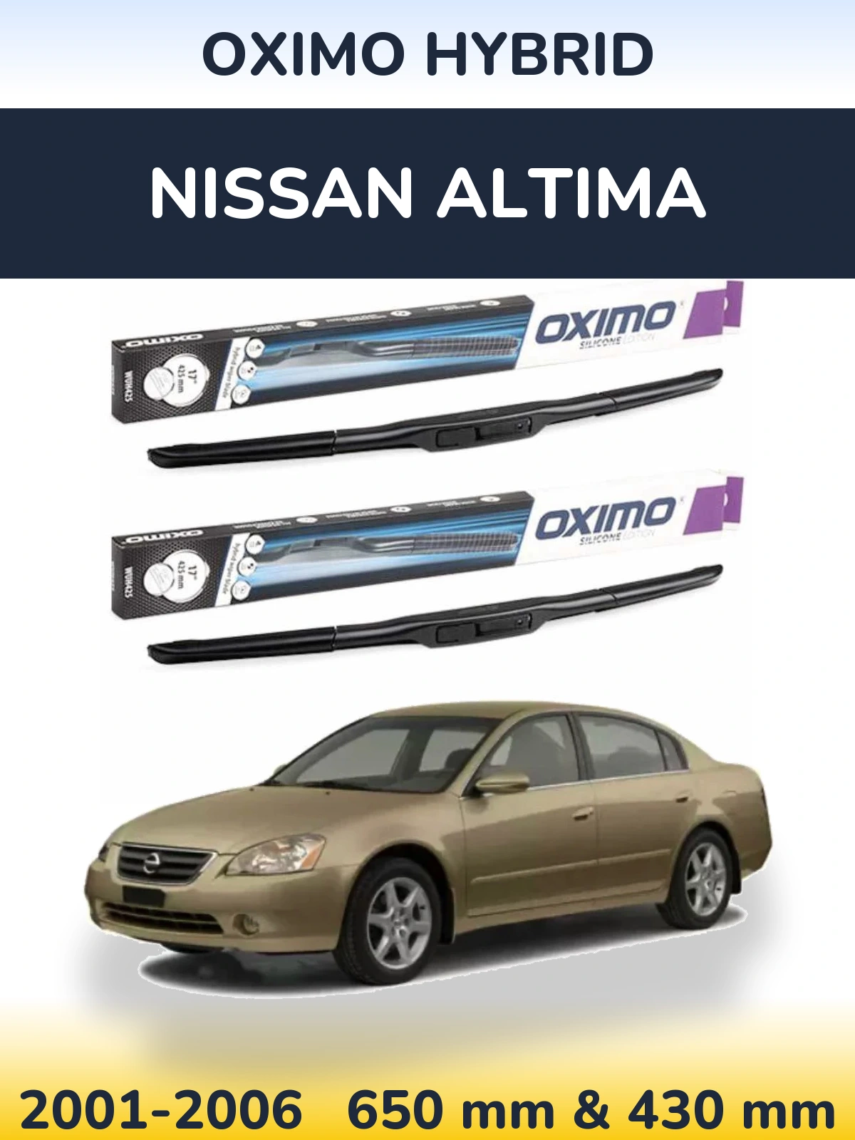 Komplet przednich wycieraczek Oximo Hybrid 650 & 430 mm do Nissan Altima 2001-2006