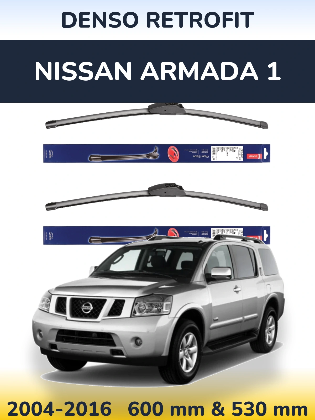 Komplet przednich wycieraczek Denso Retrofit 600 & 530 mm do Nissan Armada 1 2004-2016