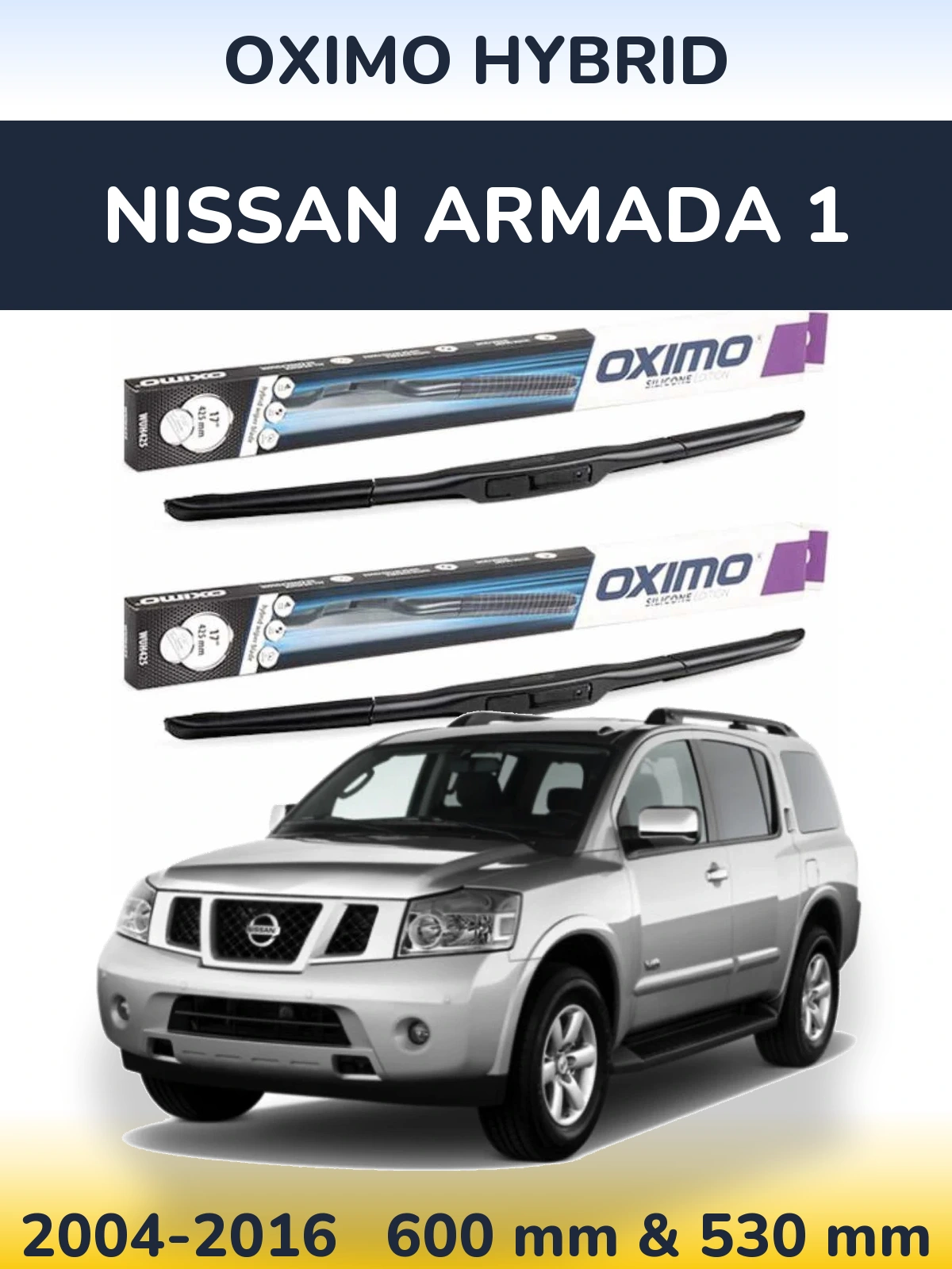 Комплект передних дворников Oximo Hybrid 600 & 530 мм для Nissan Armada 1 2004-2016