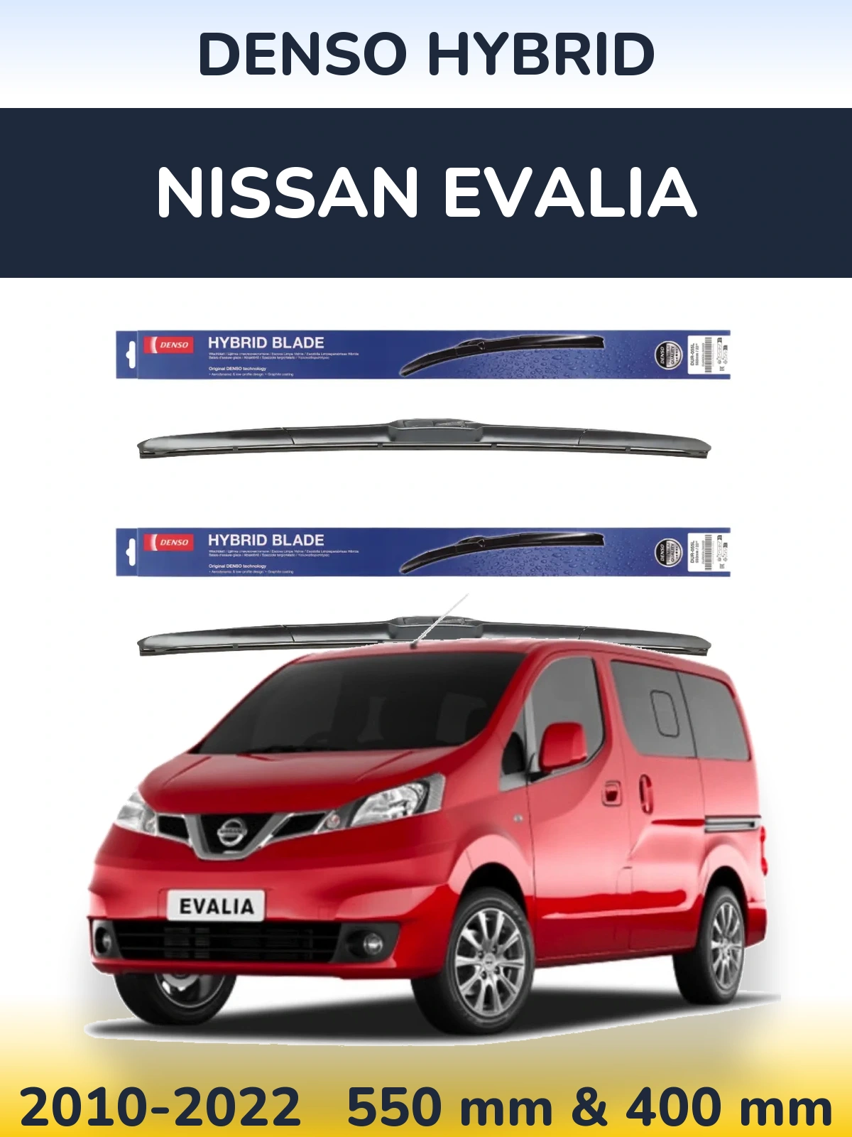 Komplet przednich wycieraczek Denso Hybrid 550 & 400 mm do Nissan Evalia 2010-2022