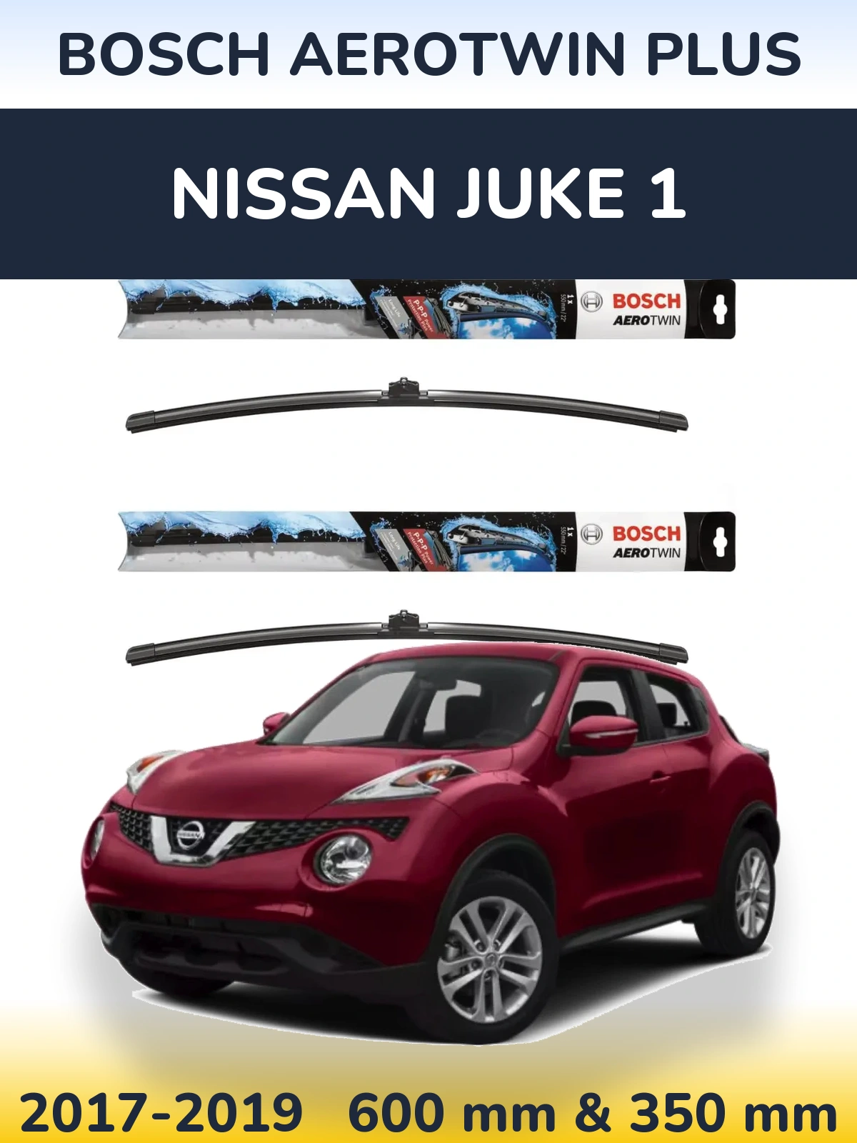 Komplet przednich wycieraczek BOSCH AeroTwin Plus 600 & 350 mm do Nissan Juke 1 2017-2019