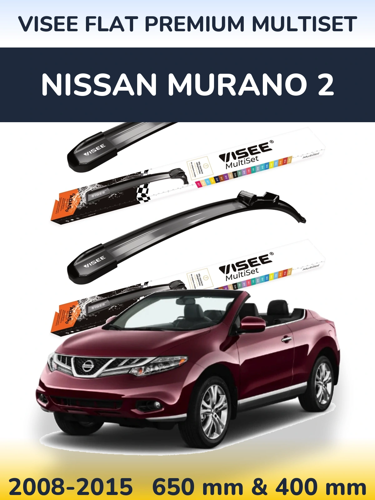 Komplet przednich wycieraczek VISEE FLAT PREMIUM MultiSet 650 & 400 mm do Nissan Murano 2 2008-2015