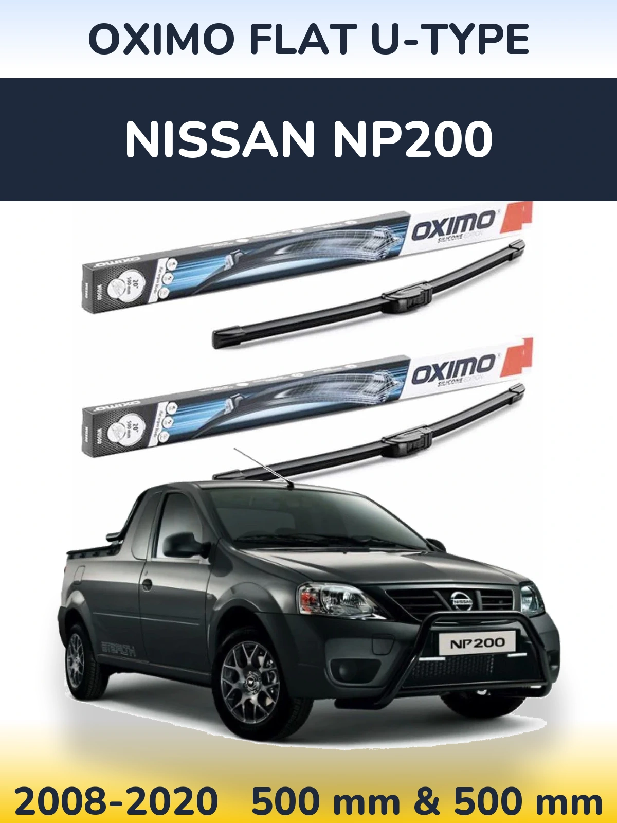 Komplet przednich wycieraczek Oximo Flat U-type 500 & 500 mm do Nissan NP200 2008-2020