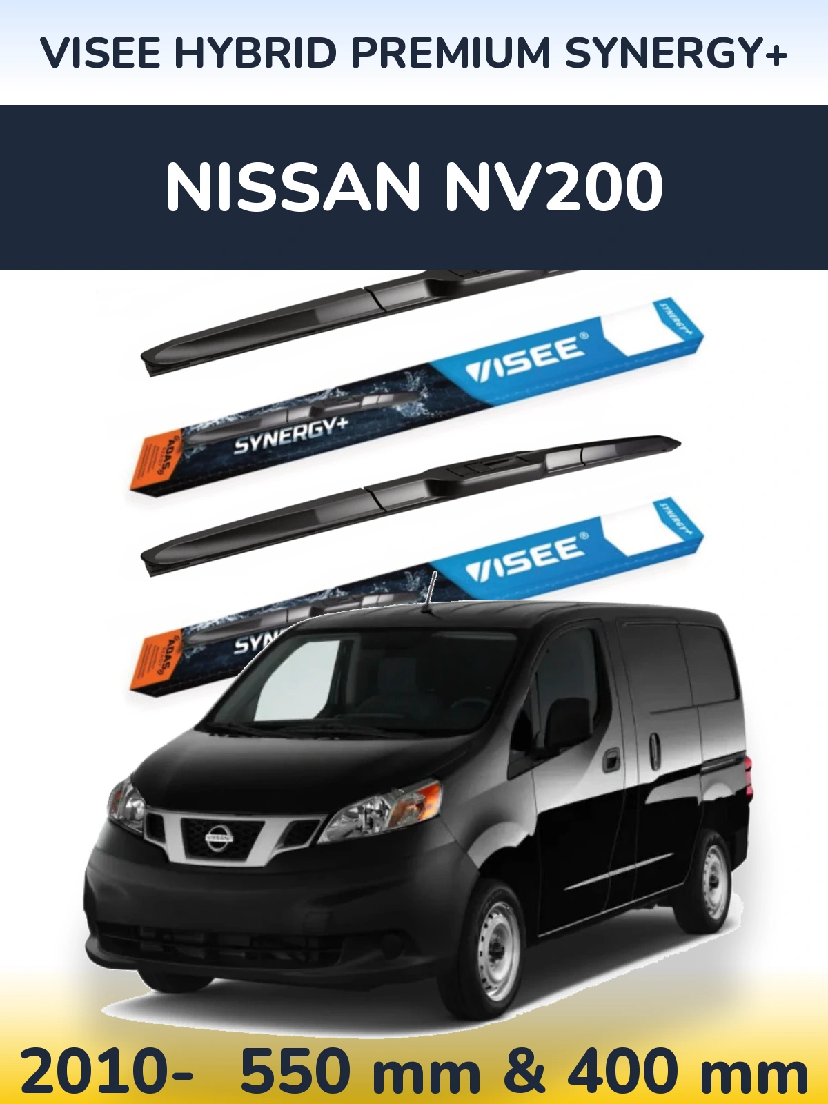Комплект передніх щіток VISEE HYBRID PREMIUM SYNERGY+ 550 & 400 мм для Nissan NV200 2010-2026