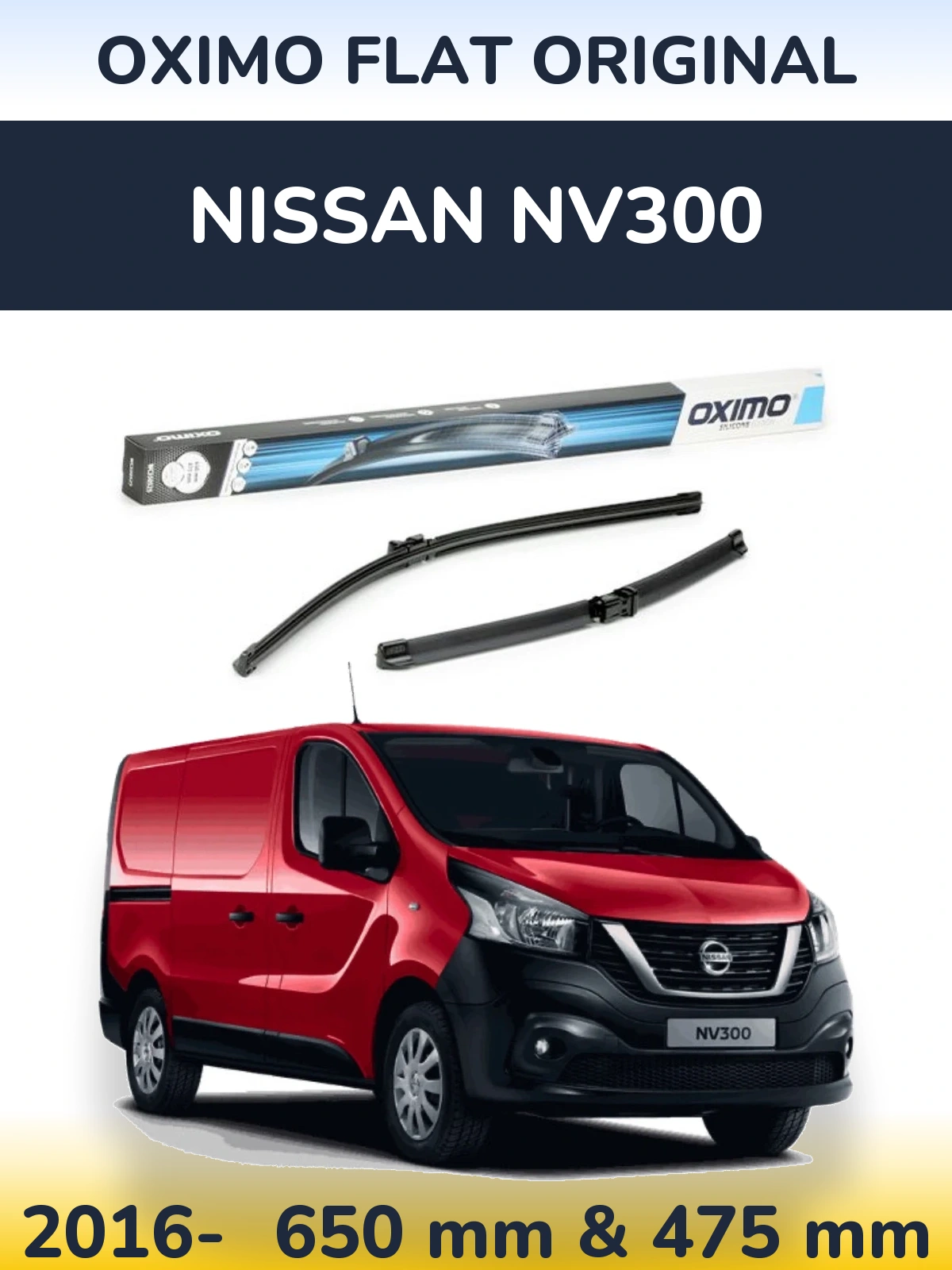 Комплект передних дворников Oximo Flat Original 650 & 475 мм для Nissan NV300 2016-2026