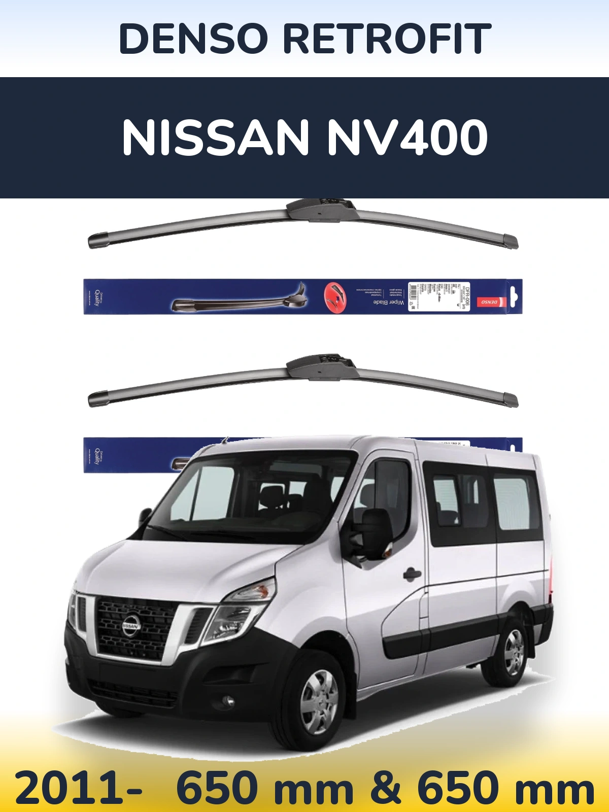 Комплект передніх щіток Denso Retrofit 650 & 650 мм для Nissan NV400 2011-2026