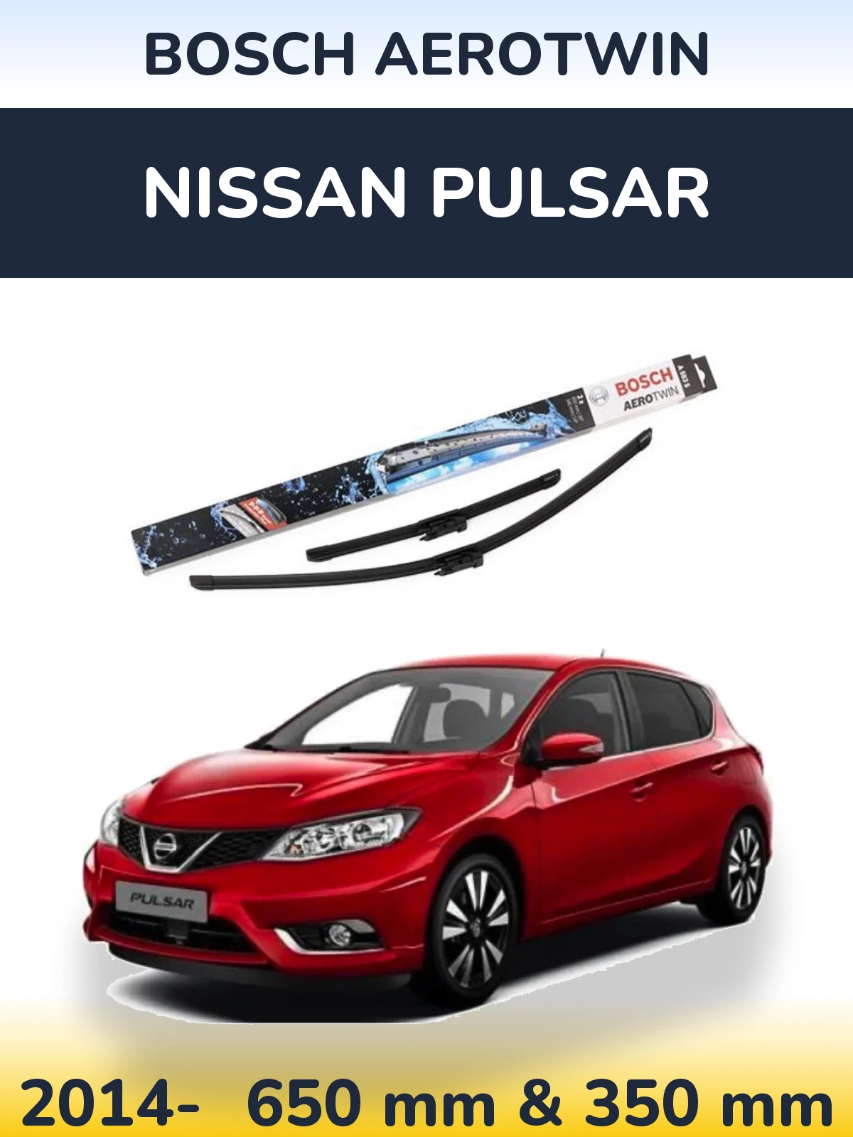 Komplet przednich wycieraczek BOSCH AeroTwin 650 & 340 mm do Nissan Pulsar 2014-2026