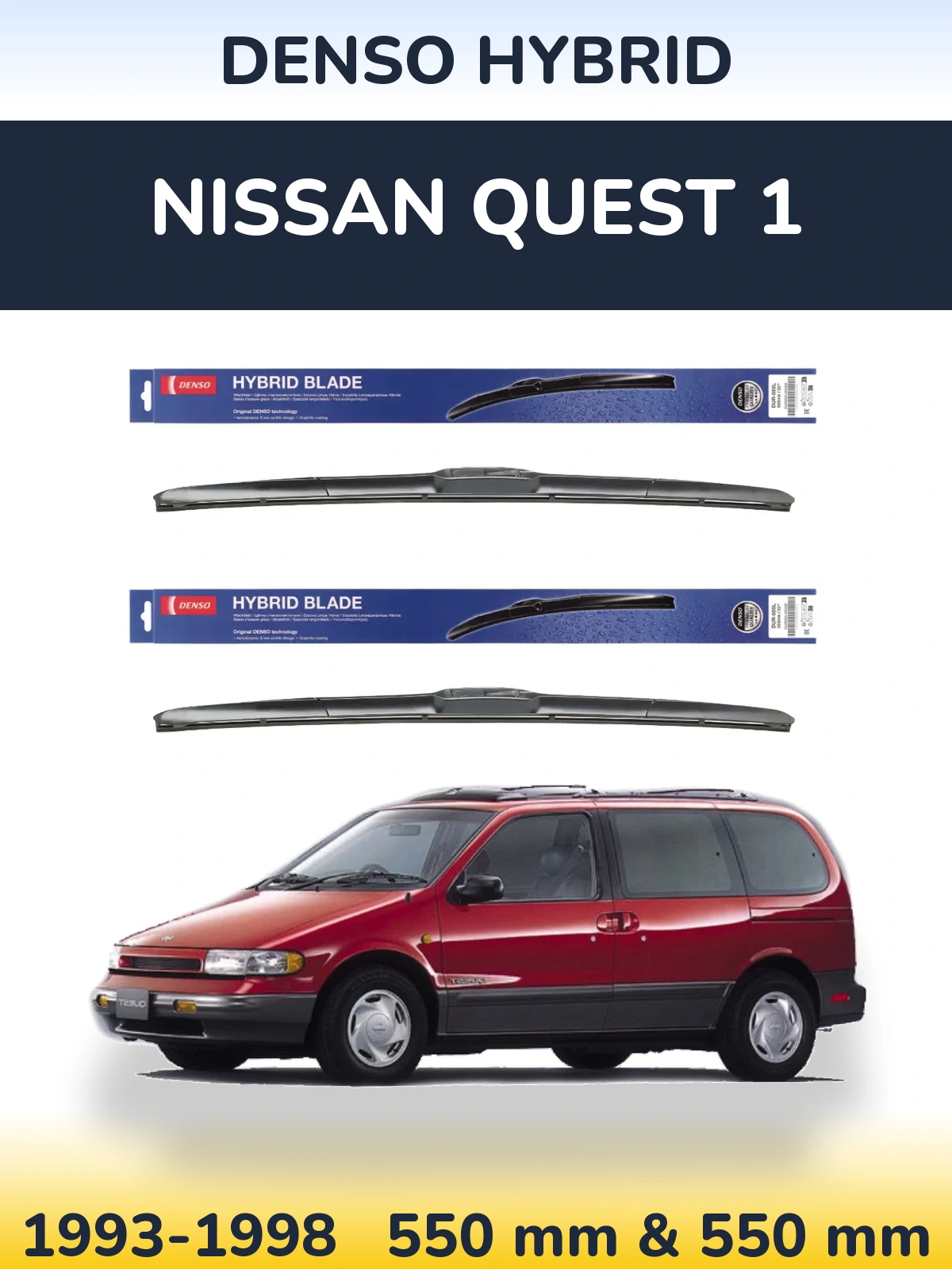 Komplet przednich wycieraczek Denso Hybrid 550 & 550 mm do Nissan Quest 1 1993-1998