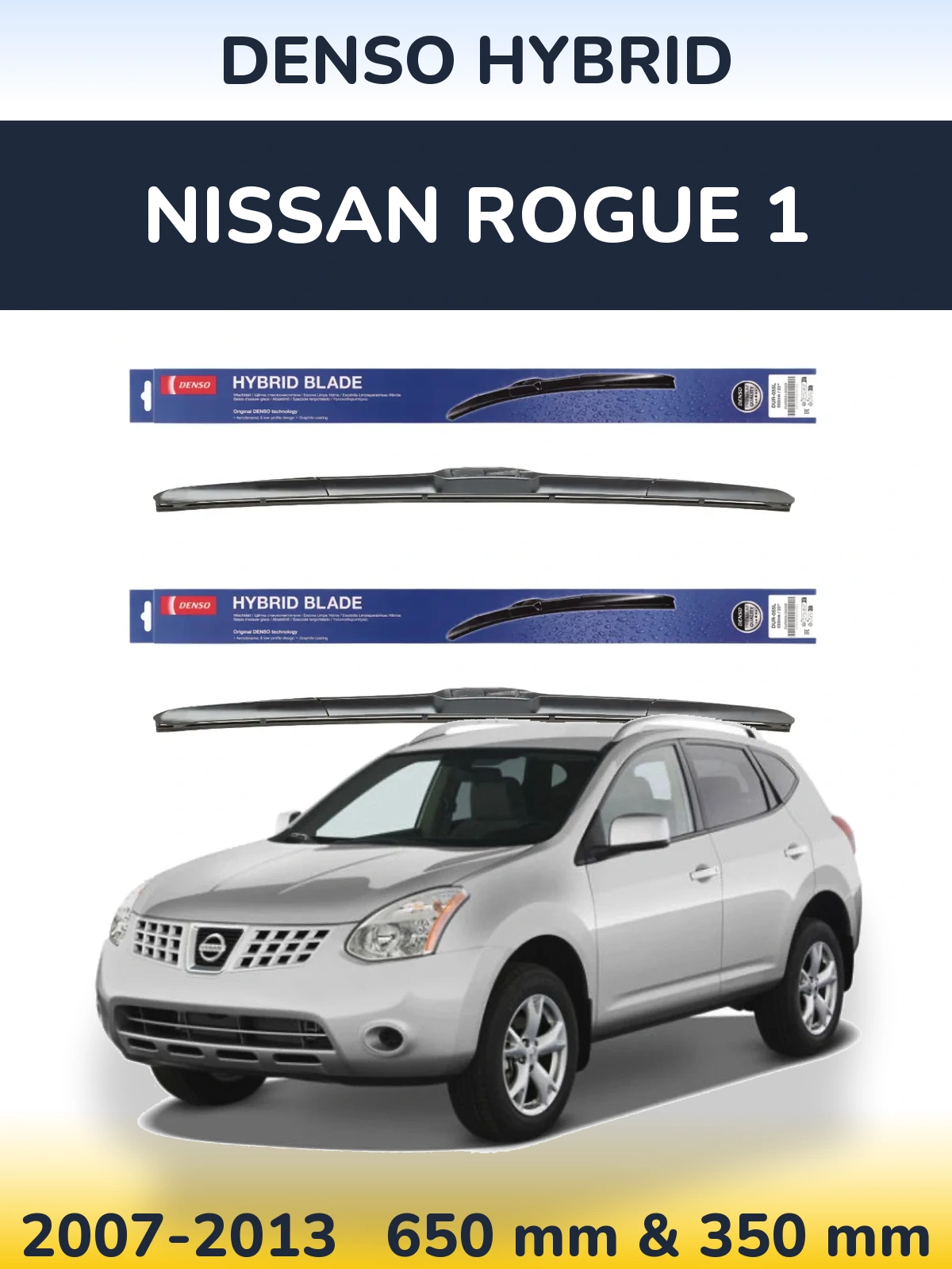 Komplet przednich wycieraczek Denso Hybrid 650 & 350 mm do Nissan Rogue 1 2007-2013